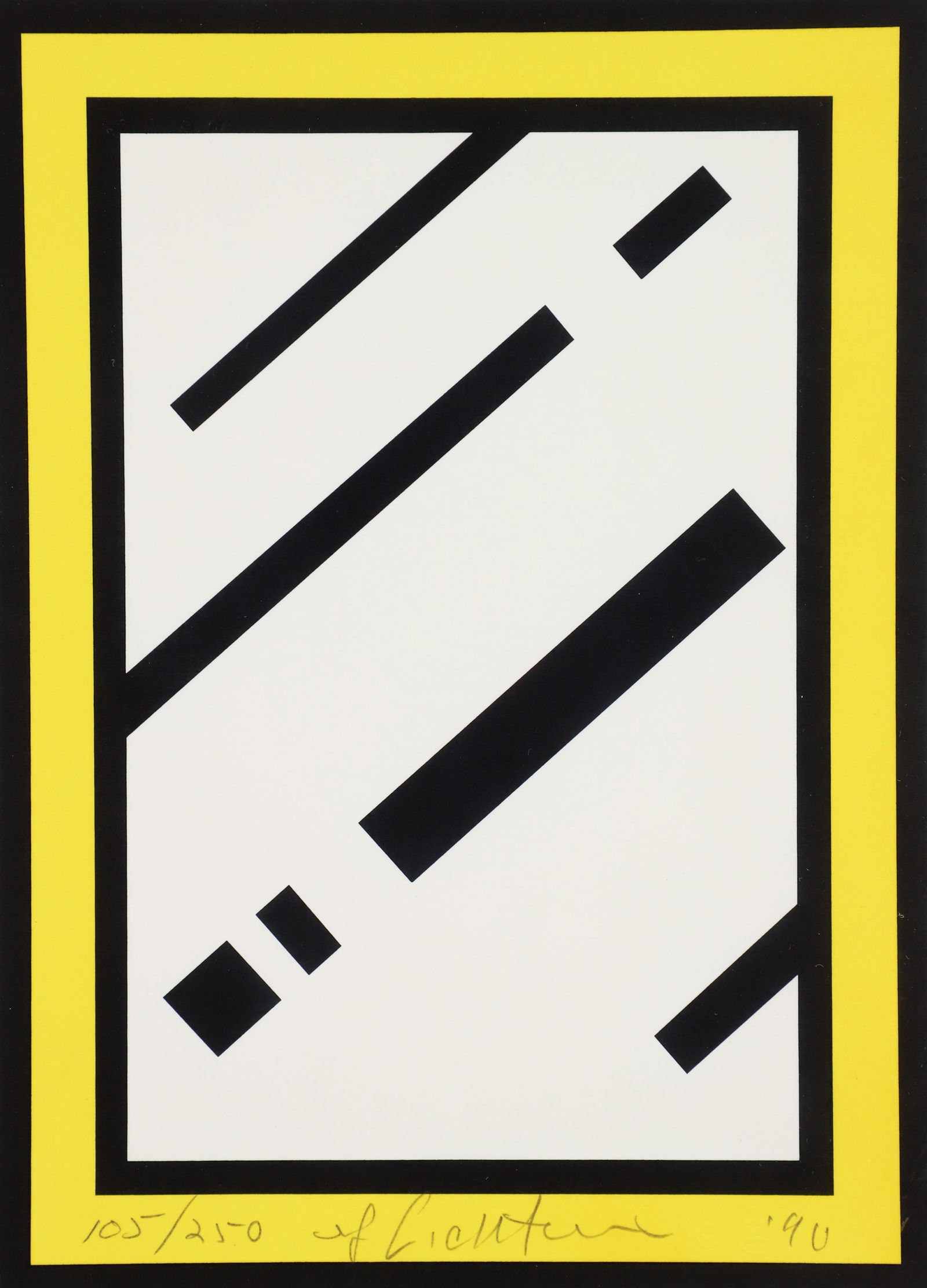 Roy Lichtenstein Mirror Signed Screenprint 1990: Lichtenstein, Roy (American, 1923-1997), Mirror, from the Harvey Gantt portfolio, 1990, screenprint on paperboard, signed, dated and numbered 105/250 in pencil to the lower edge, 10 x 7.25 inches, flo