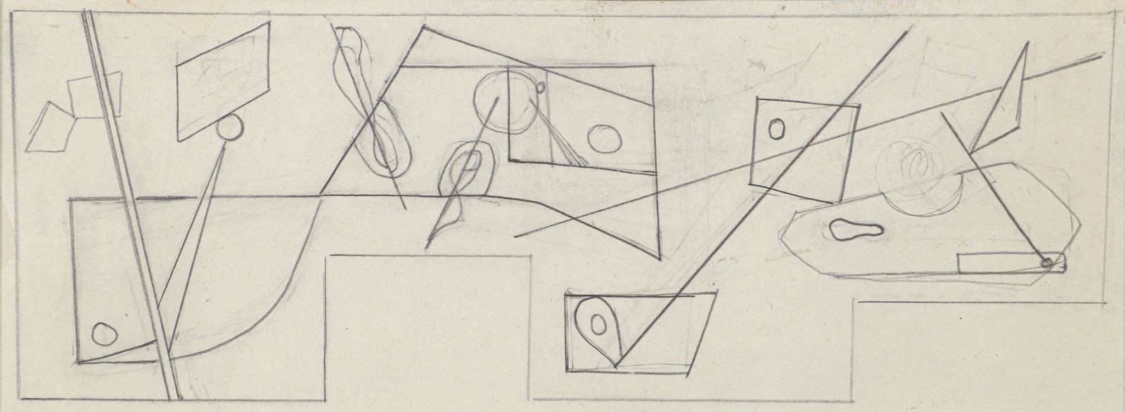Esphyr Slobodkina 1930s Work on Paper Mural Sketch #3: Slobodkina, Esphyr (Russian/American, 1908-2002), Drawing for Mural Sketch #3, 1937-1938, pencil on paper, 3.5 x 9.5 inches, matted and framed 9.5 x 15.5 inches. Provenance: Snyder Fine Art, NYC. Slob