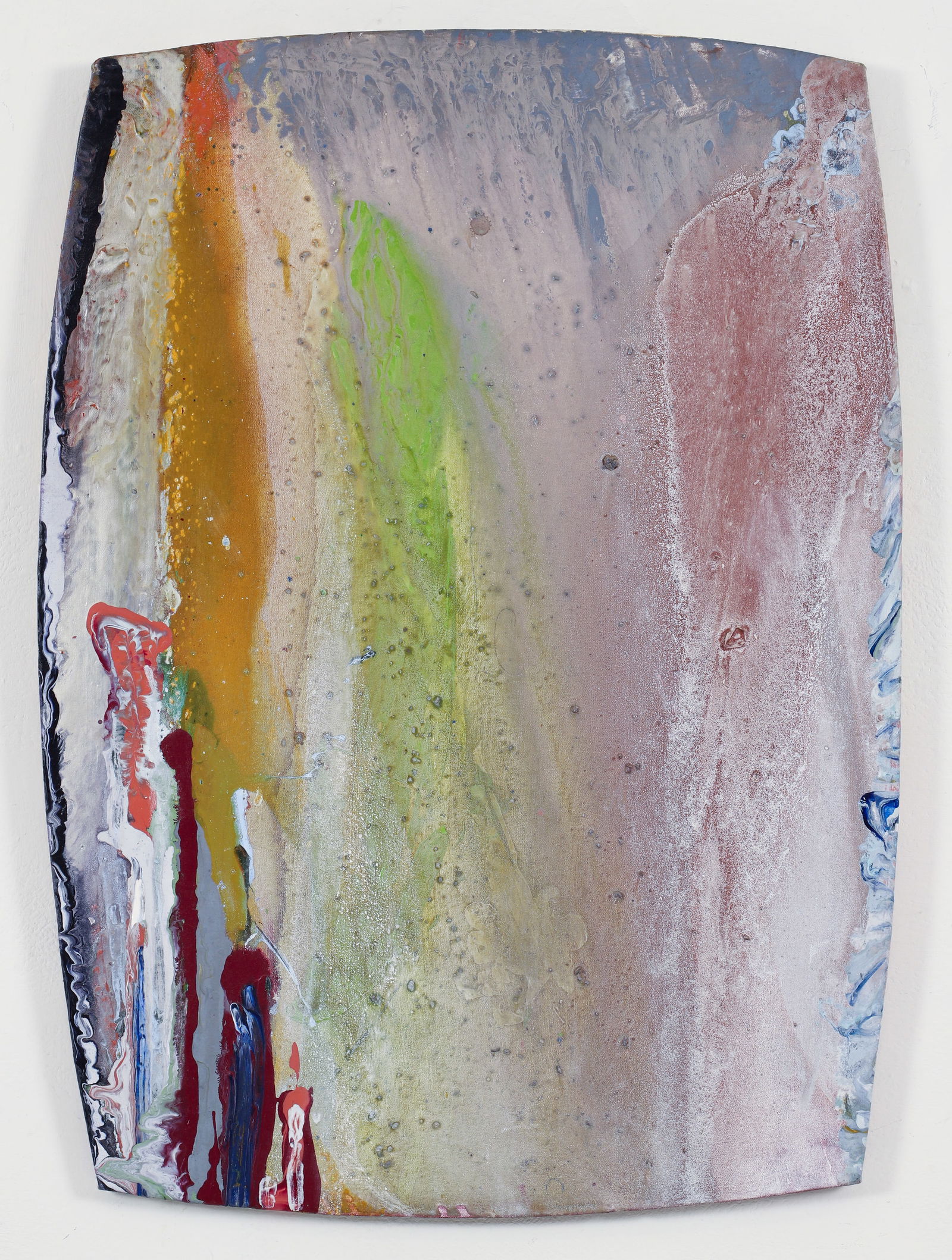 Philip Wofford Oil on Canvas Acoma-Drum 1968: Wofford, Philip (American, 1935-2023), Acoma-Drum, 1968, oil on shaped and stretched canvas, signed, titled, and dated on the verso. Shaped canvas 34.5 x 25 inches. Philip Wofford was a prominent