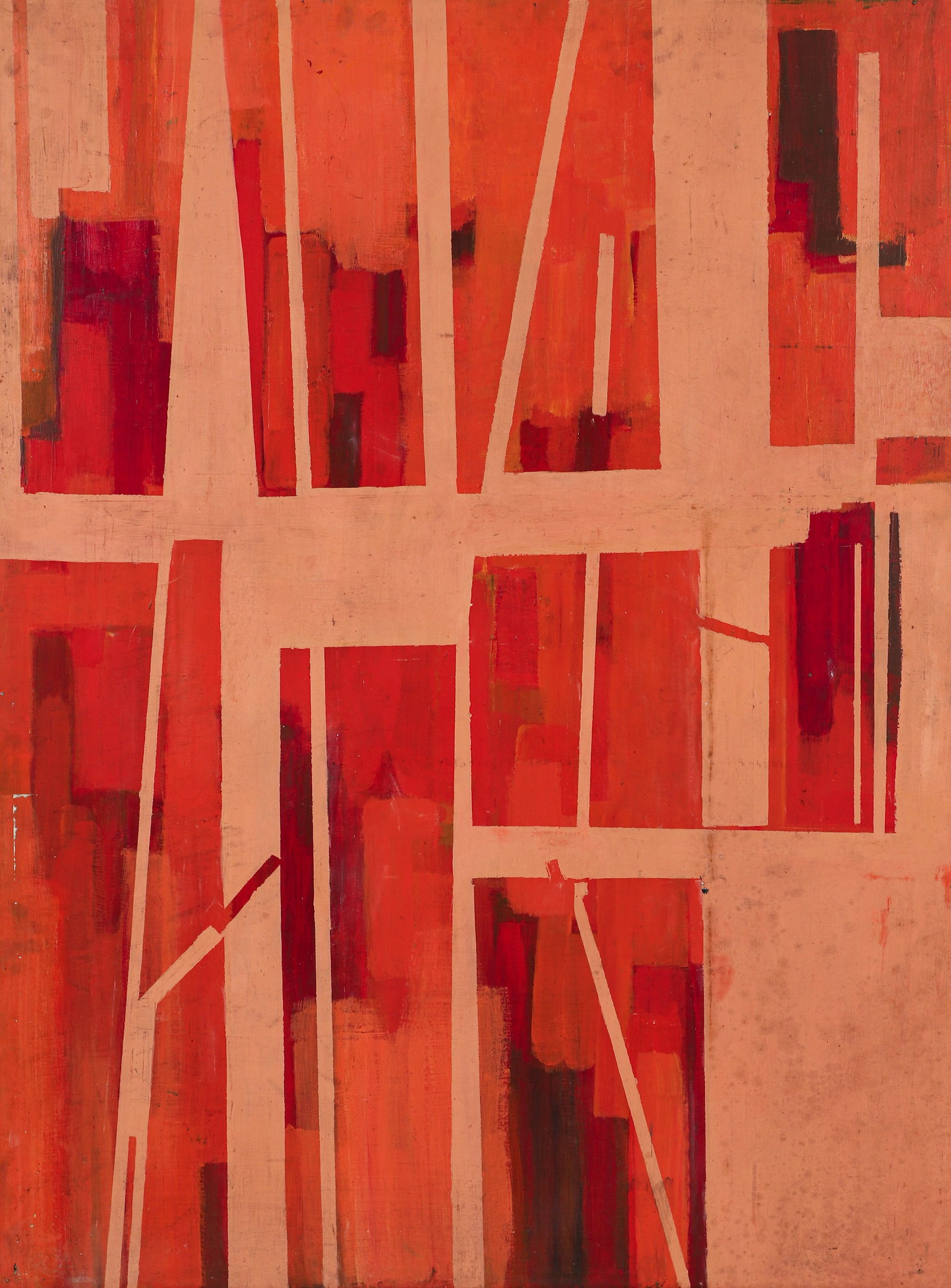 Leonard Lieb Mid Century Abstraction Oil on Board: Lieb, Leonard (Polish/American/Pittsburgh, 1912-1977), Untitled Abstraction, undated, c.1950, oil on board, signed on the verso, 48 x 36 inches, in the artist's original wood strip frame. Provenance: