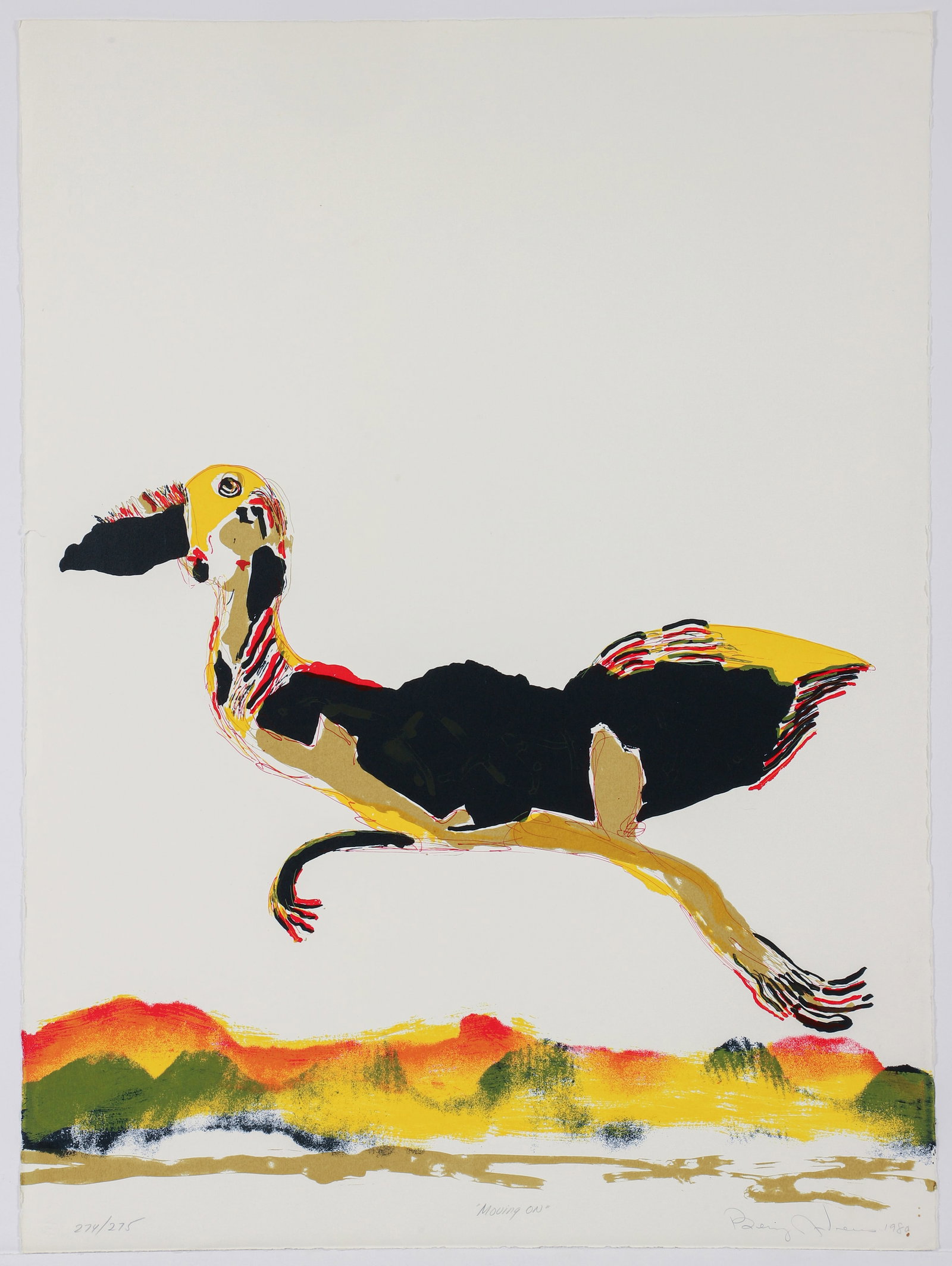 Benny Andrews Moving On Signed Lithograph 1980 (1 of 3)
