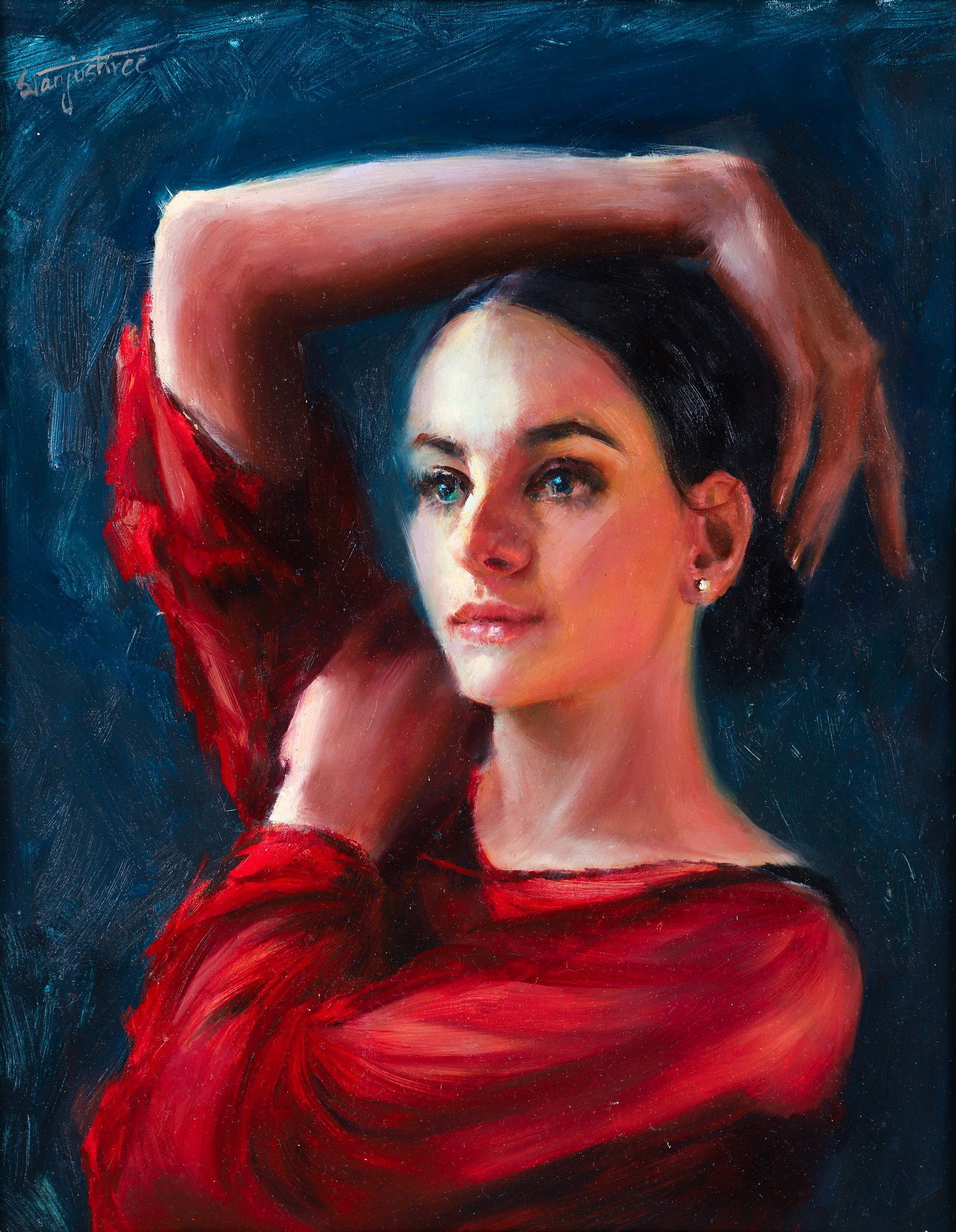Manjushree Roy Oil on Canvas Dancer's Lines: Roy, Manjushree (American/Western PA, Contemporary), Dancer's Lines, oil on canvas, signed at lower right. Manjushree is an award-winning artist whose work has been showcased in the Oil Painters of Am