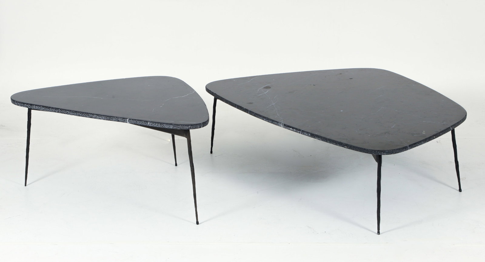 Pair of Marble Amoeba Shaped Coffee Tables with Tapering Legs (1 of 4)