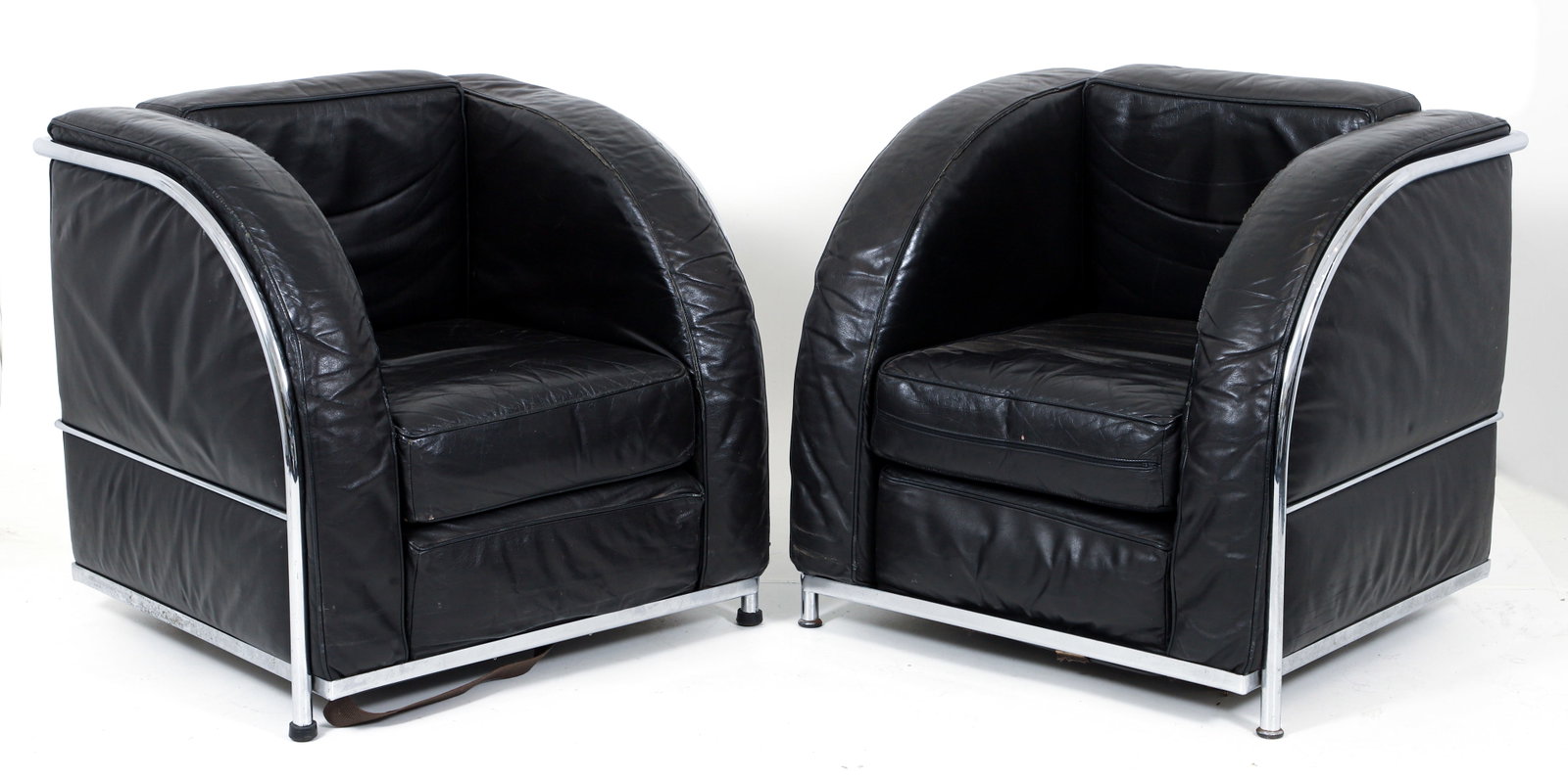 Pair of Corbusier Style Chrome and Leather Club Chairs (1 of 4)