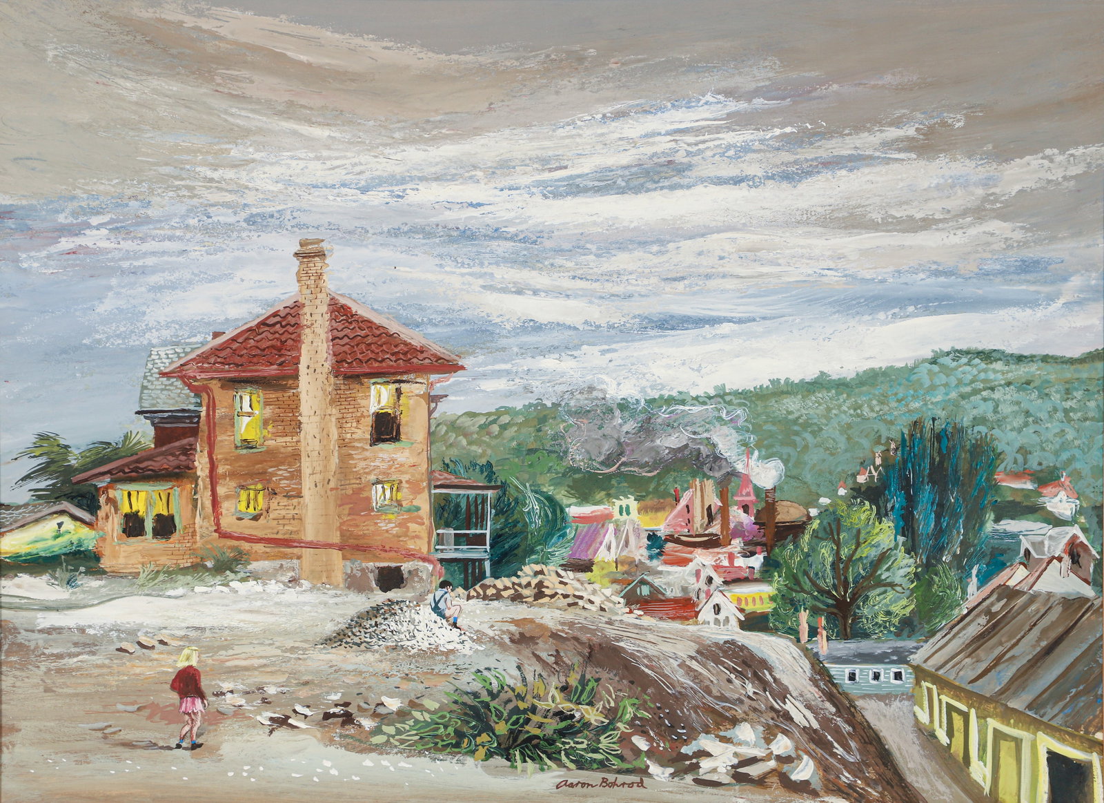 Aaron Bohrod Gouache on Board The Valley (1 of 4)