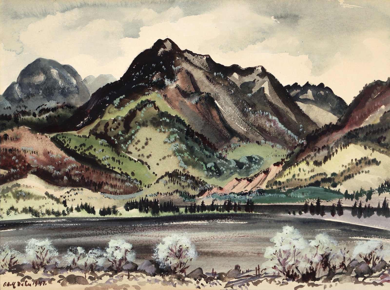 Adolf Dehn Mountain Landscape 1947 Watercolor (1 of 4)