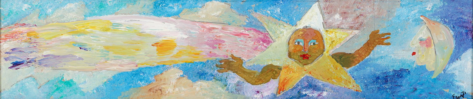 Ann Frantic Morley Acrylic on Board Moon and Stars Goddess (1 of 3)
