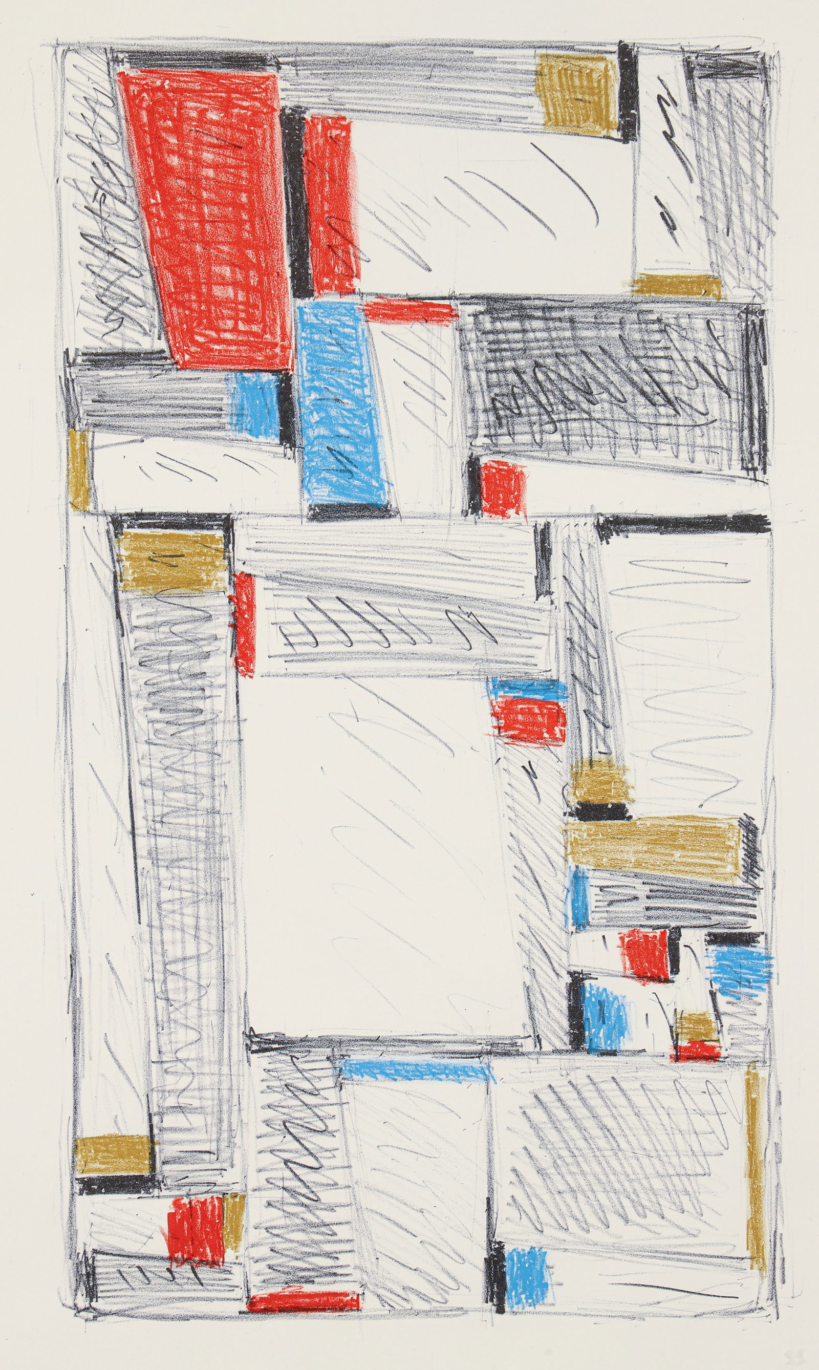 Fritz Glarner Color Lithograph Signed Relational Study: Glarner, Fritz (Swiss/American, 1899-1972), Color Drawing for Relational Painting, 1963, color lithograph, signed, dated and numbered 29/35 in pencil to the bottom, image 20.5 x 11.5 inches, in Kulick