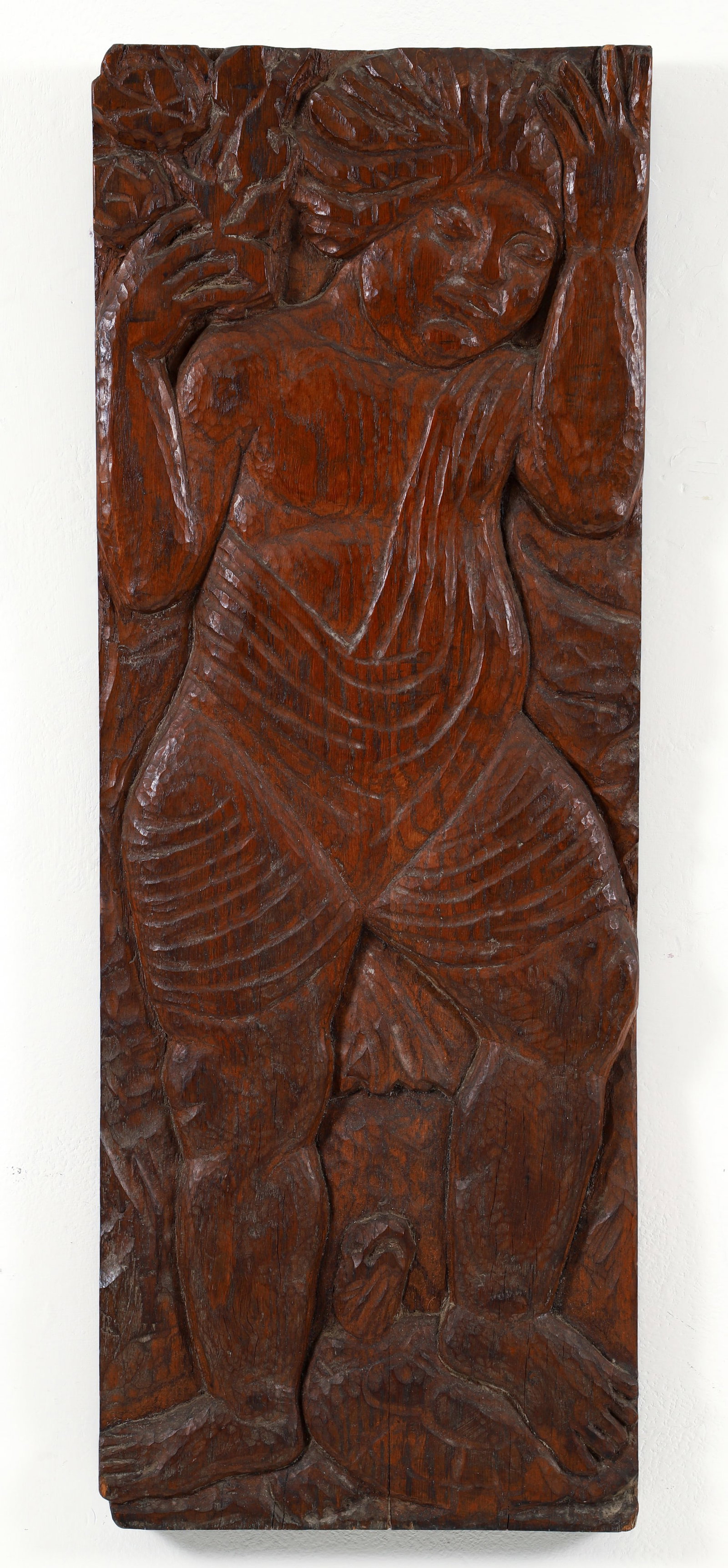 Enrico Glicenstein Girl and Turtle Oak Bas-Relief 1930 (1 of 2)