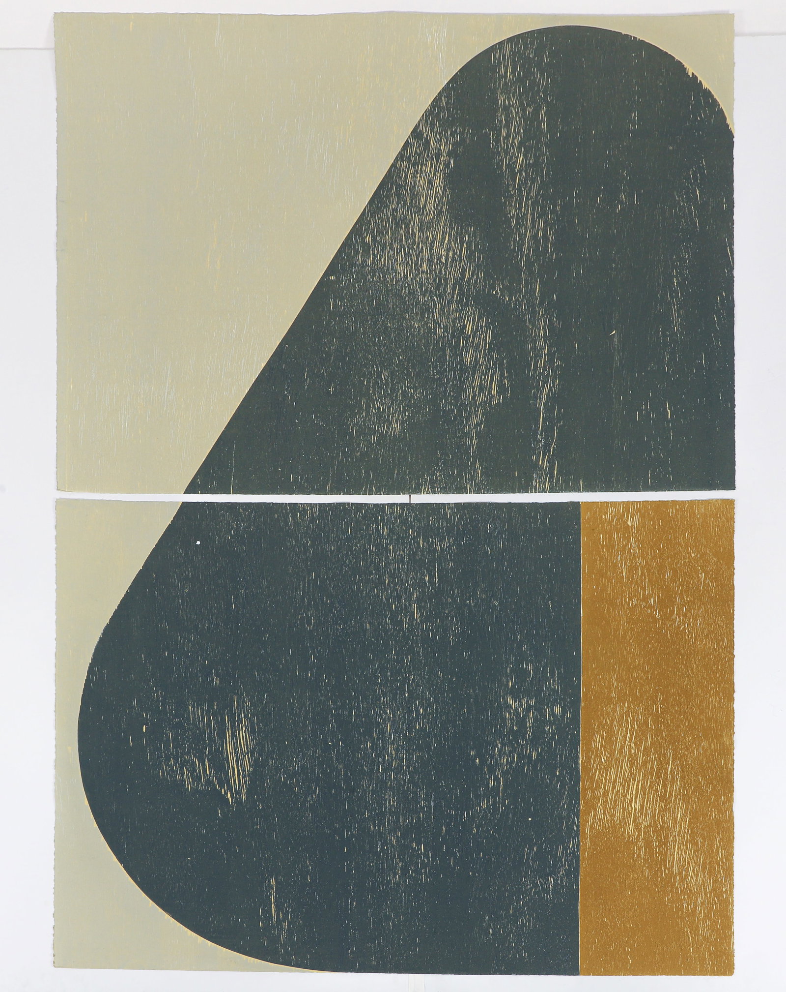 Richard Gorman woodblock diptych Big Grey 2005: Gorman RHA, Richard (Irish, 1946-2026), Big Grey, 2005, color woodcut diptych, each sheet 29.5 x 42 inches, pencil signed, titled, and numbered 14/40 on the reverse of panel B, unframed.