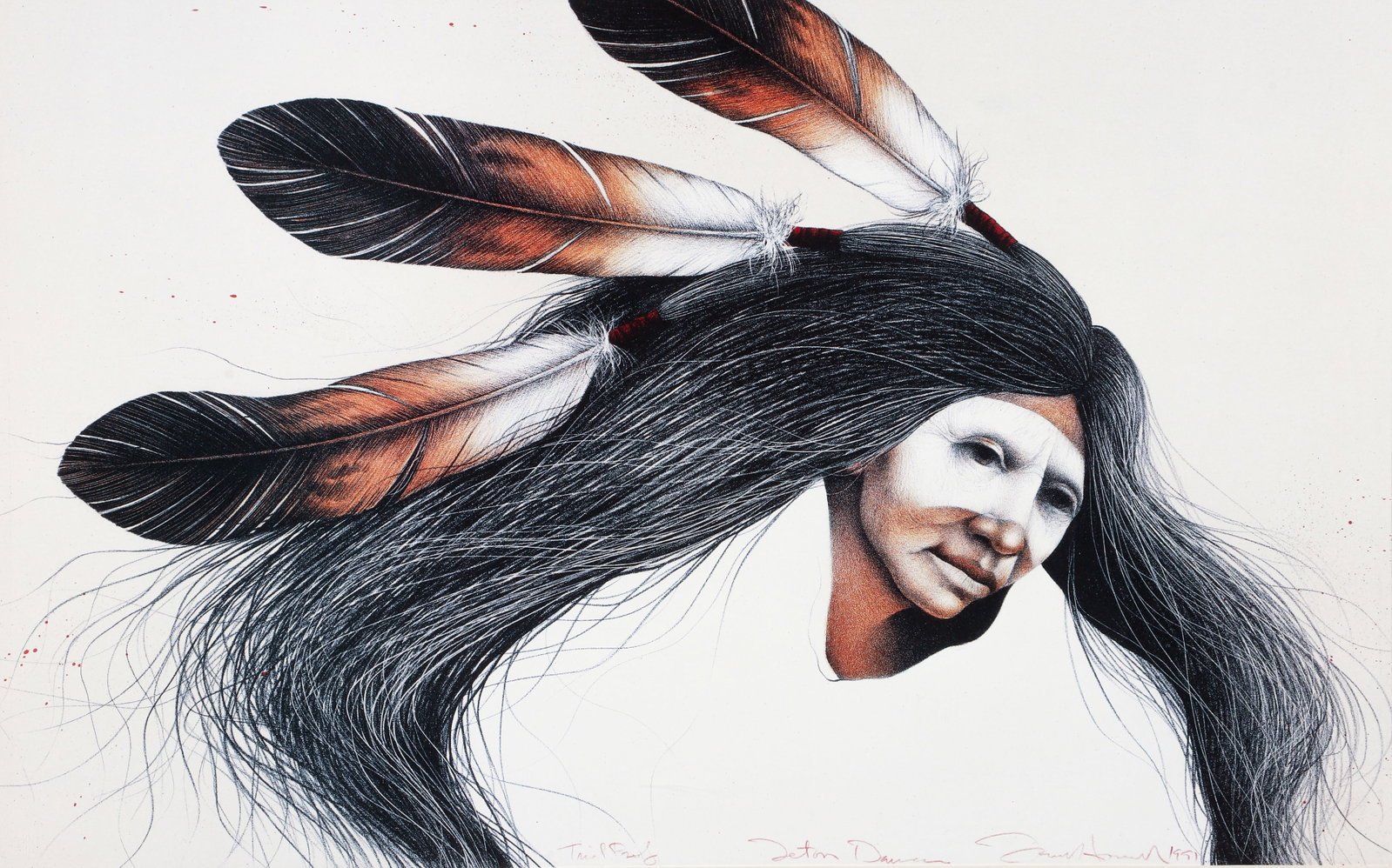 Frank Howell Teton Dancer Signed Color Lithograph 1991: Howell, Frank (American/Santa Fe, 1937-1997), Teton Dancer, 1991, color lithograph, signed, dated and titled in red pencil to the lower edge, a trial proof aside from the regular edition of 140, sight