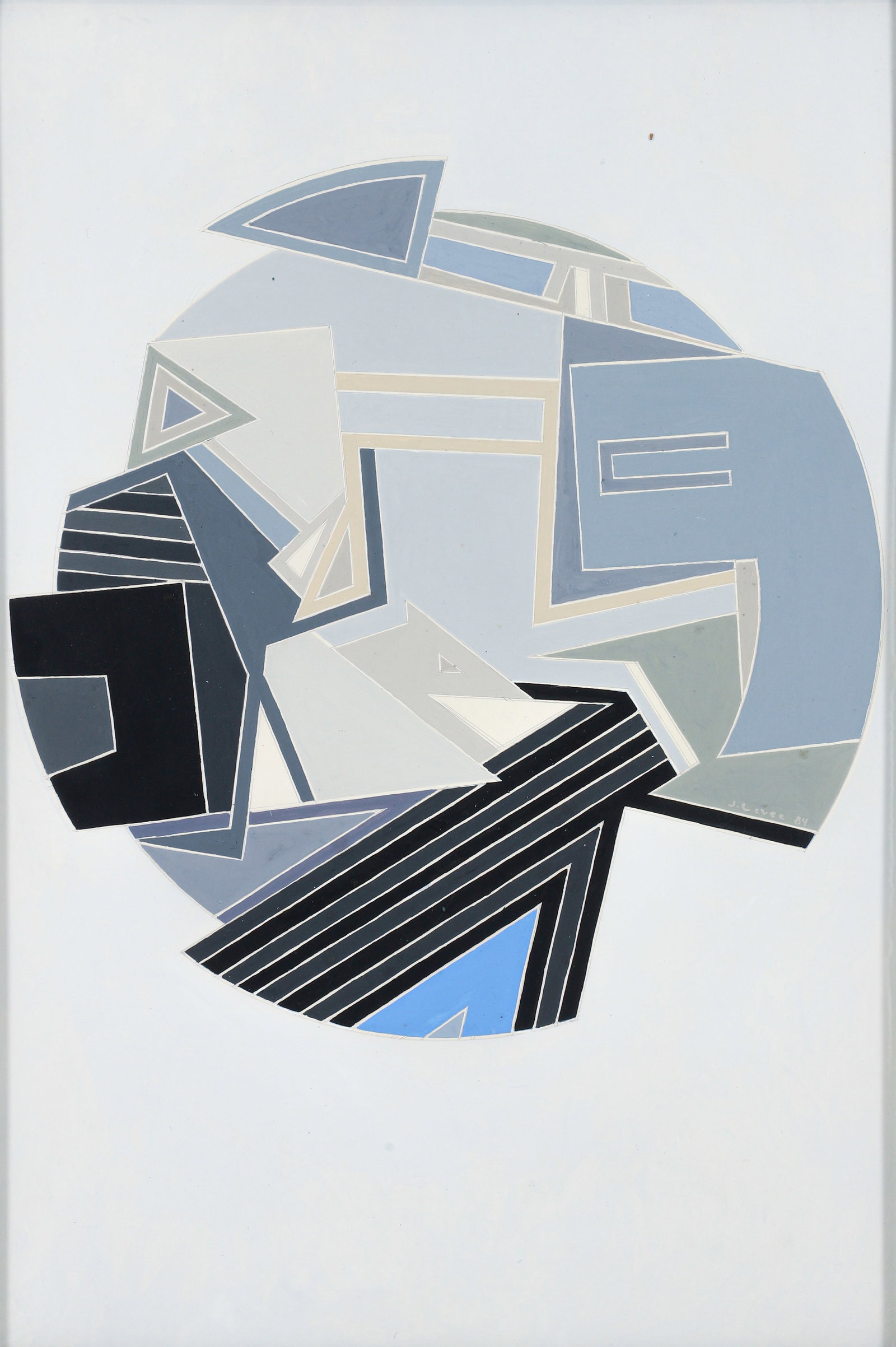 John Harrison Levee Gouache on Paper Geometric Abstraction 1984 (1 of 3)