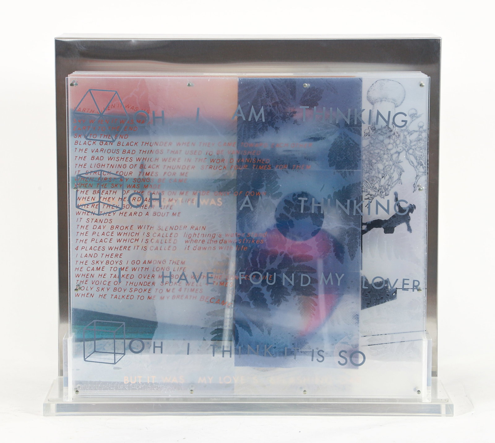 Robert Rauschenberg Opal Gospel 10 Panel Book Multiple: Rauschenberg, Robert (American, 1925-2008), Opal Gospel, 1971, ten screenprints on movable acrylic sheets, in Lucite base with stainless steel cover, each panel signed, dated and numbered 27/230 to th