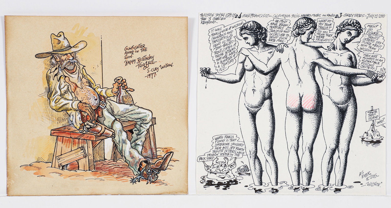 S. Clay Wilson Pair of Original Illustrations 1977 and 2000 (1 of 6)
