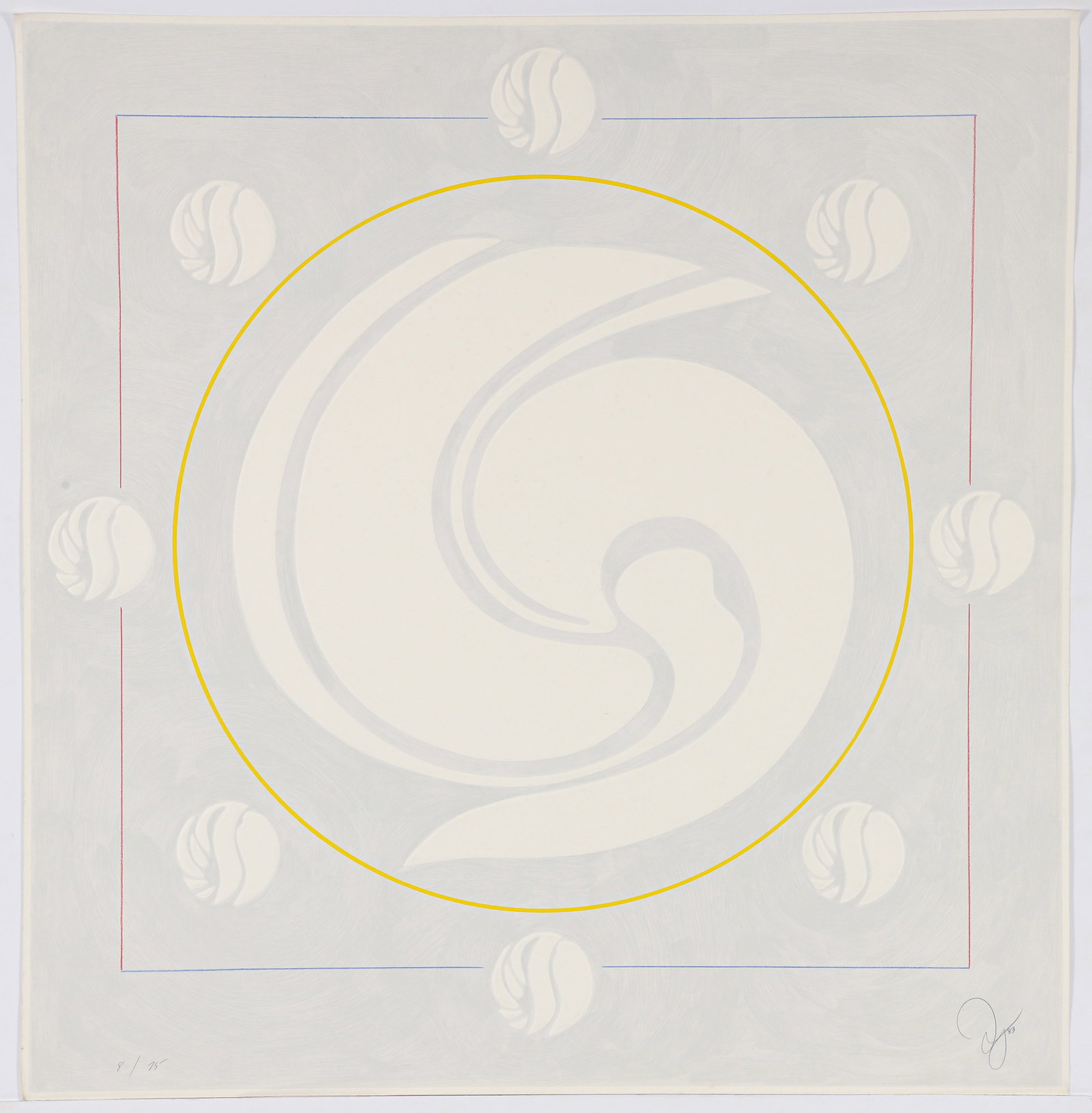Jack Youngerman original serigraph Swirl Gray 1983: Youngerman, Jack (American 1926-2020), Swirl Gray, 1983, silkscreen, pochoir and Intaglio, 37 x 36 inches, pencil signed, dated, and numbered 8/75, unframed