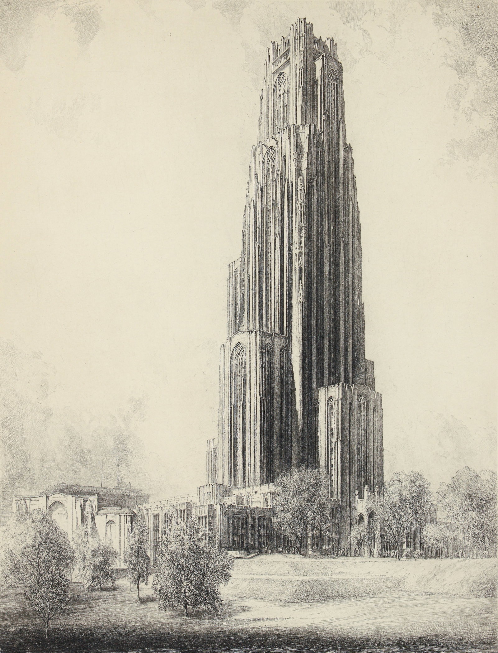 Louis Orr Cathedral of Learning Signed Etching (1 of 3)