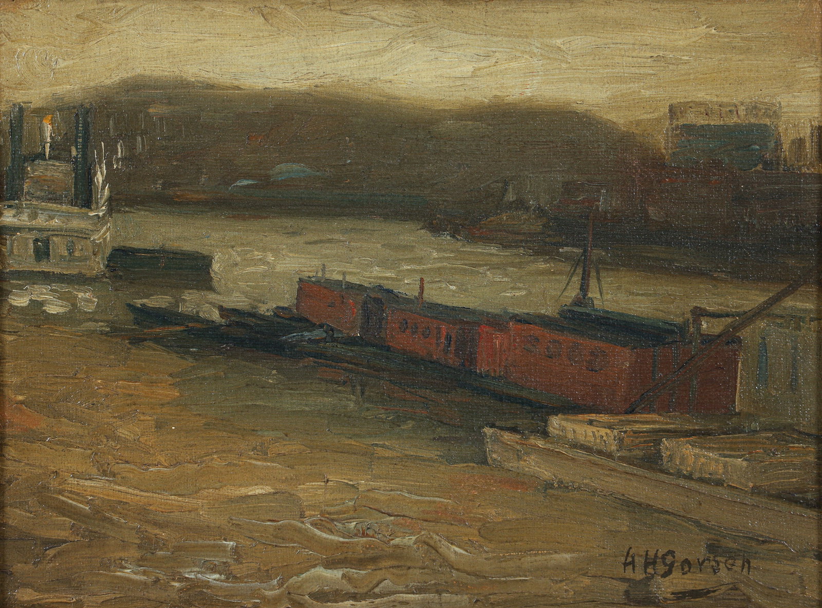 Aaron Gorson Riverboats on the Monongahela Oil on Canvas (1 of 4)