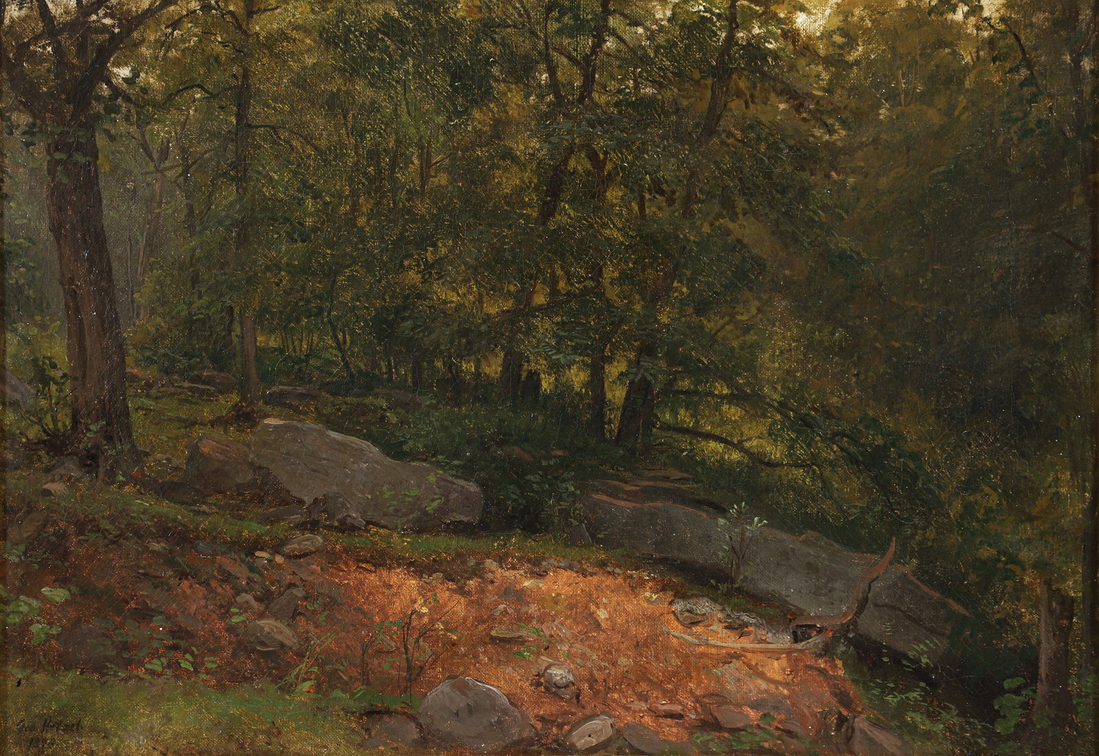 George Hetzel 1878 oil painting Clearing in The Forest (1 of 3)
