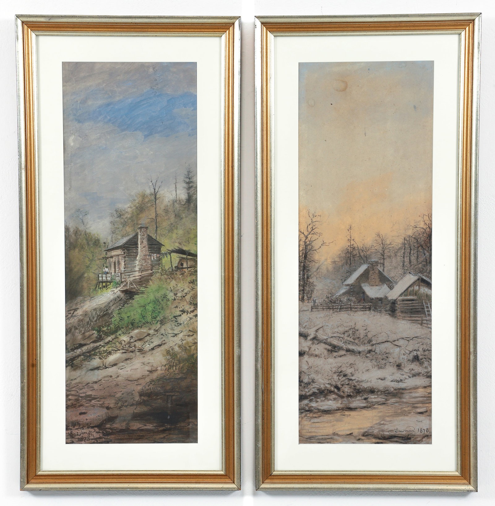 Jasper Lawman Pair of 1878 Pastel Paintings of Country Houses (1 of 5)