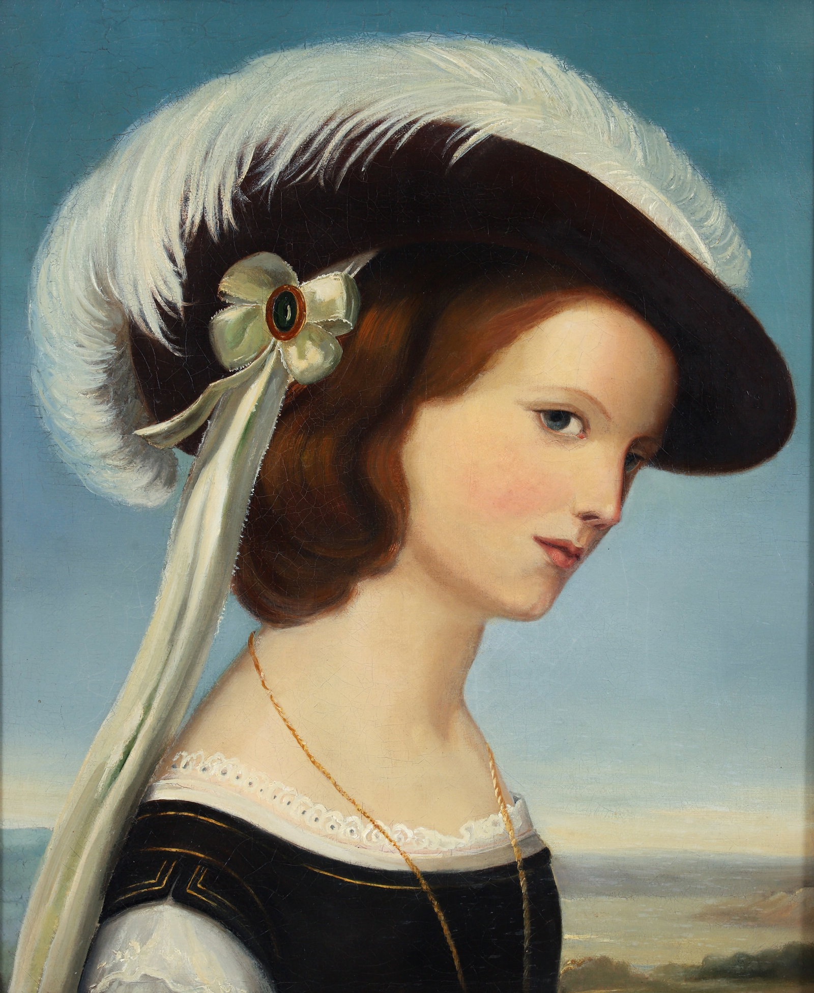 Portrait of Irish Lady Mira Robertson Grierson c.1860: 19th century Portraiture School or possibly a Self-Portrait, Portrait of the Irish Lady Mira Robertson Grierson, c.1860, oil on canvas, relined, apparently unsigned, 19 x 15.5 inches, in an old wood f
