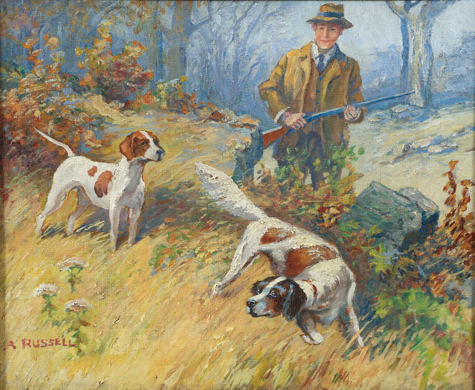 Alfred Russell Painting Hunting Scene With Dogs (1 of 3)
