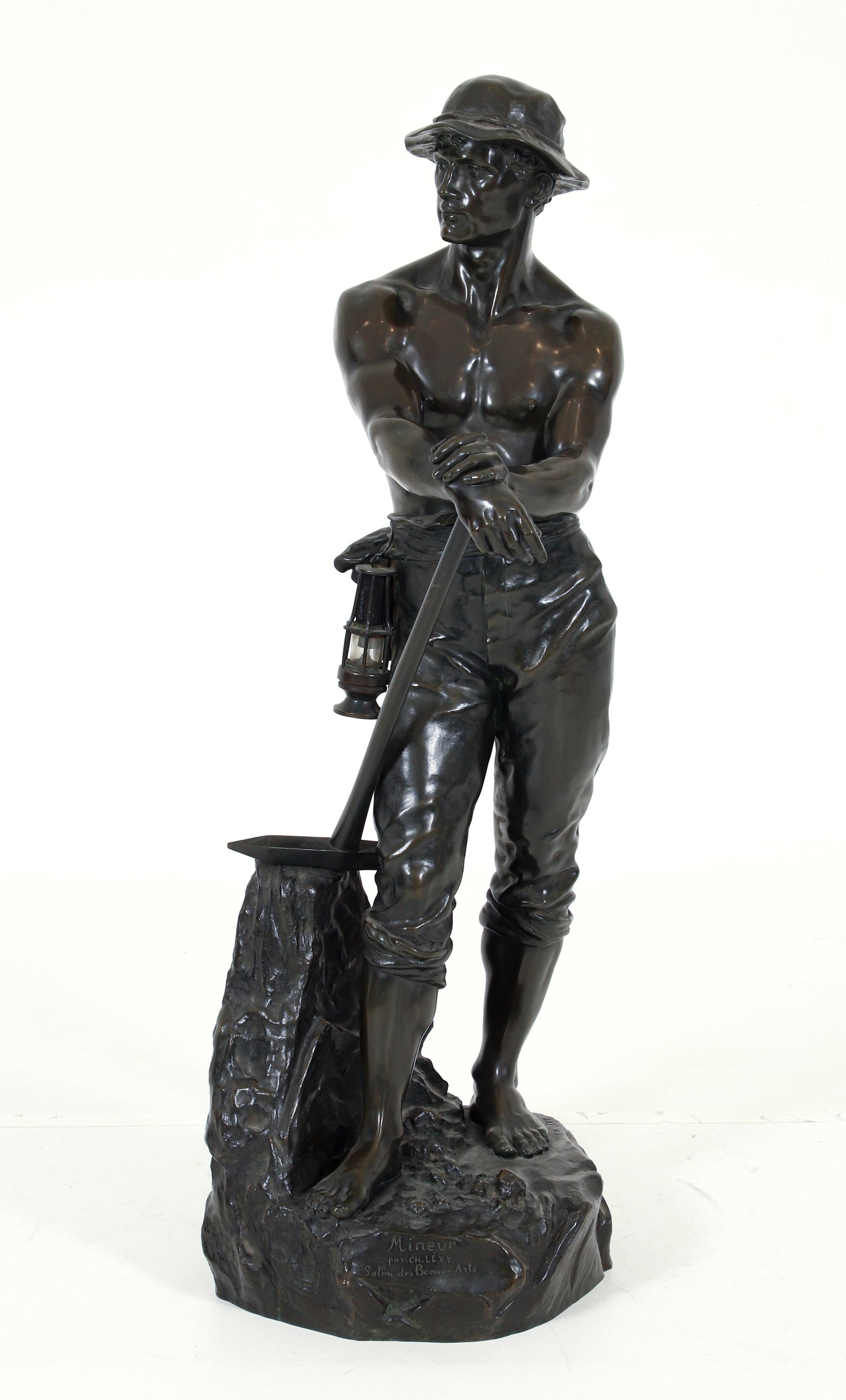 Charles-Octave Levy Bronze Le Mineur: Levy, Charles-Octave (France/Paris, 1820-1899), Le Mineur, 19th century, bronze sculpture with brown patina, signature at back, Syndicat des Fabrts de Bronzes 1818, Unis France (Union of Bronze Manufa