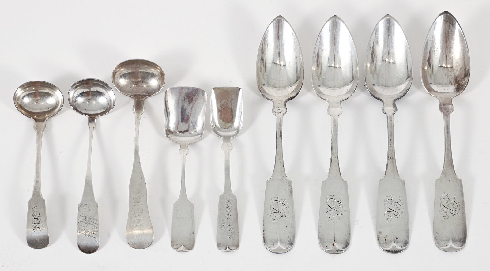 9 Coin Silver Fiddle Back Spoons and Serving Pieces (1 of 3)