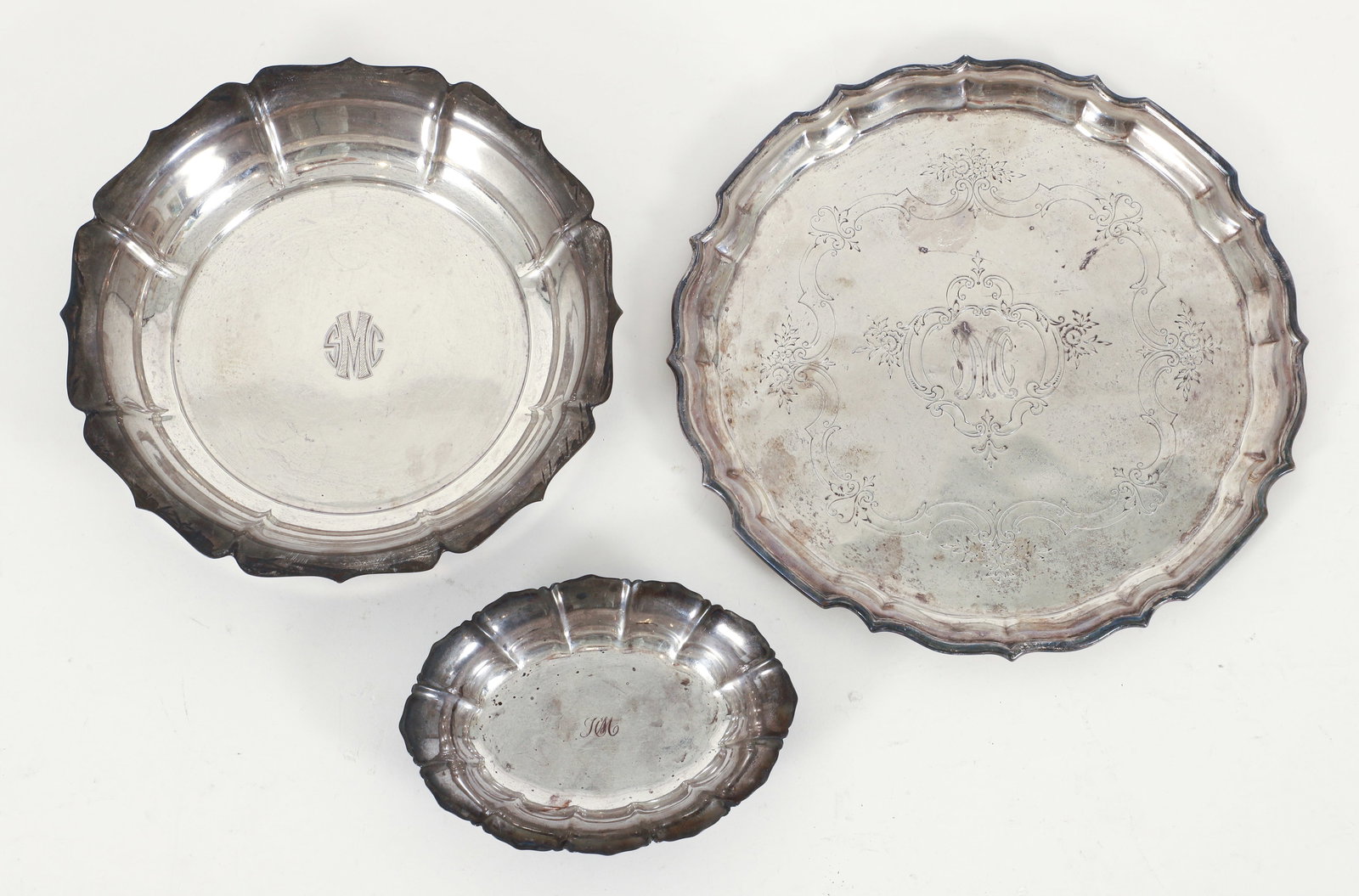 Reed and Barton Sterling Tray/Salver, 2 Sterling Silver Petaline Bowls (1 of 3)