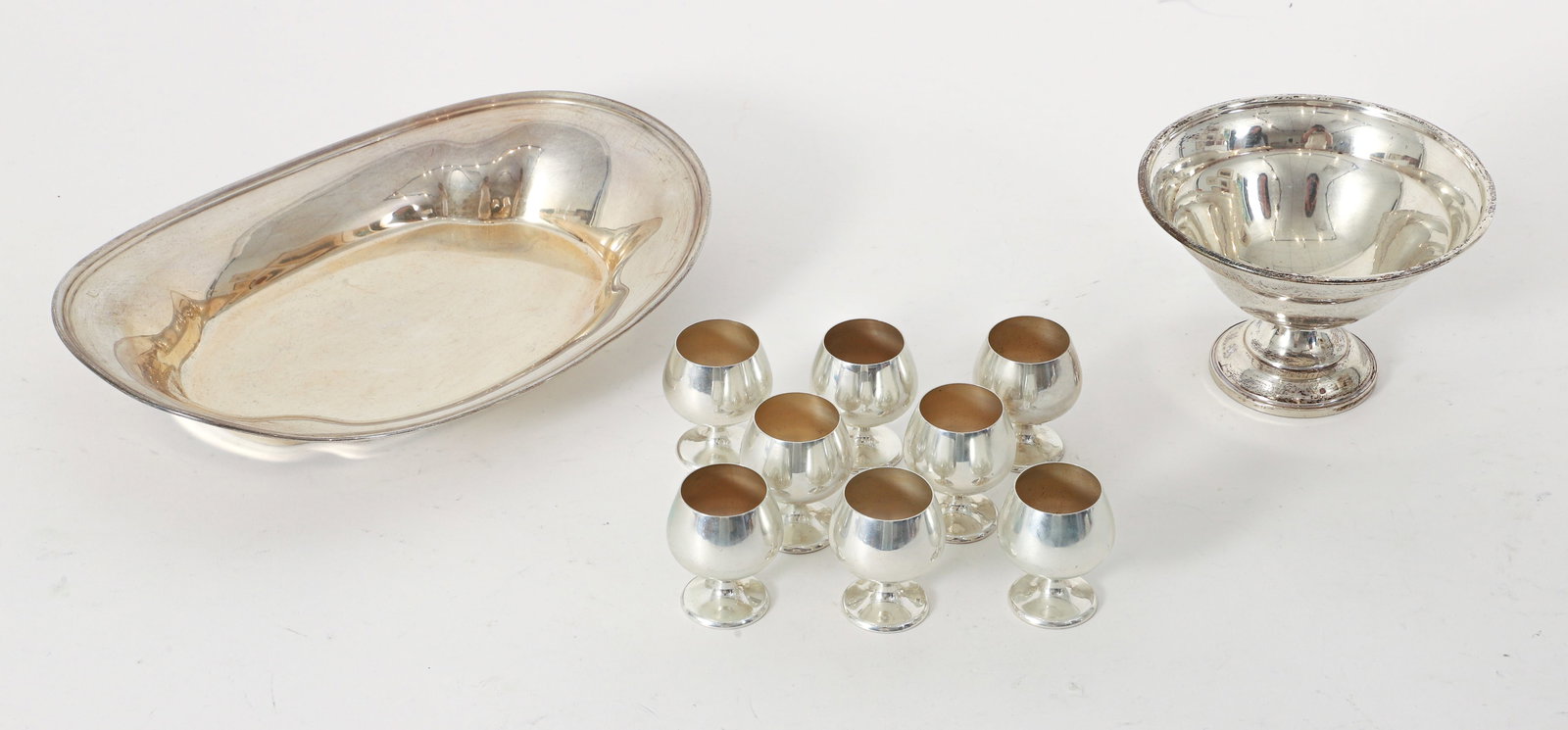 10 Pieces Sterling Silver Holloware, Cordials, Compote (1 of 6)