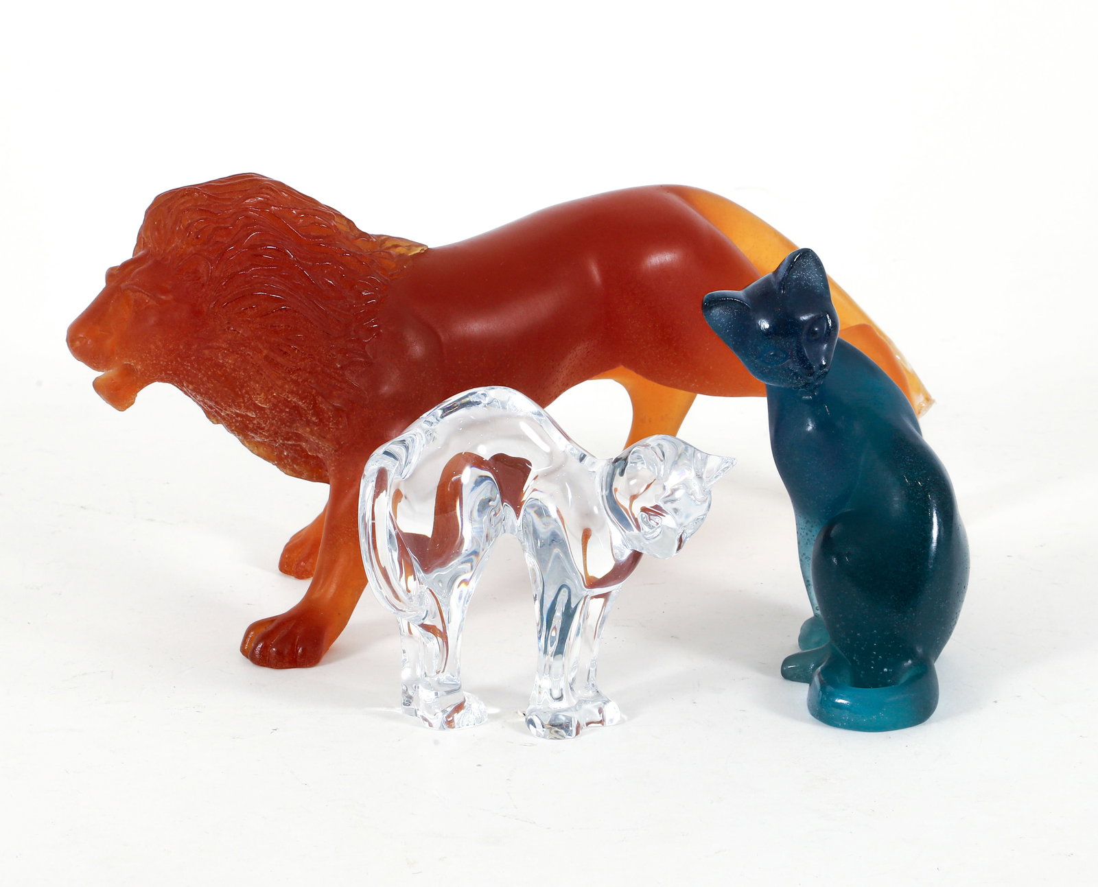 Daum Pate De Verre Lion and Cat, Baccarat Crystal Cat (1 of 7)