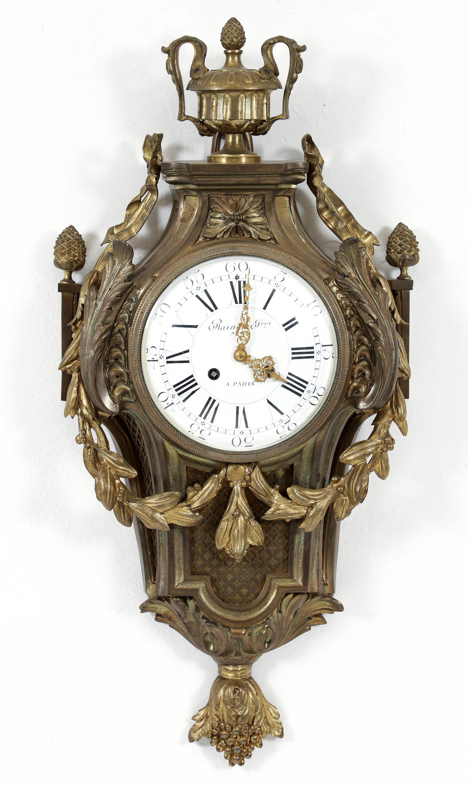 19th C. Raingo Freres Gilt Dore Bronze Cartel Clock (1 of 5)
