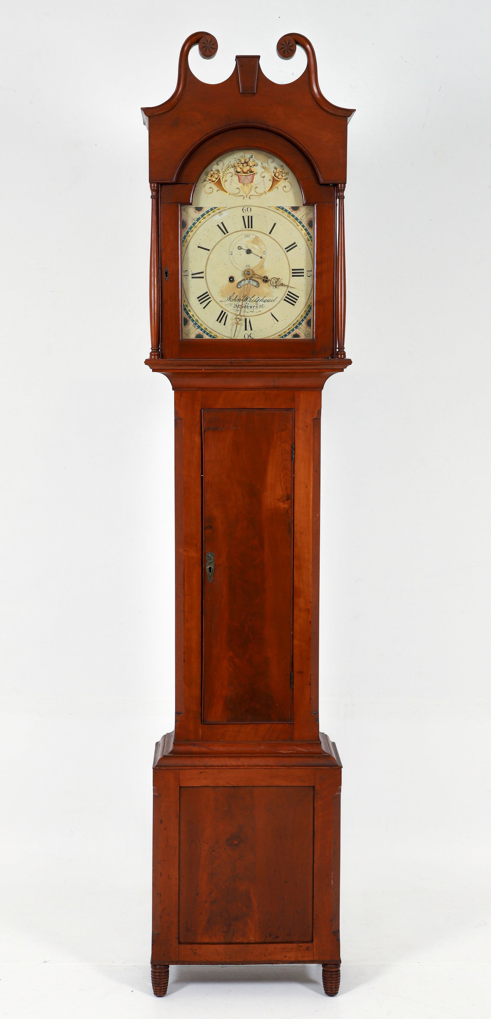 Tall Federal Style Cherry Case Clock, Dial by John Whitehead Woodbury NJ 1820s (1 of 9)