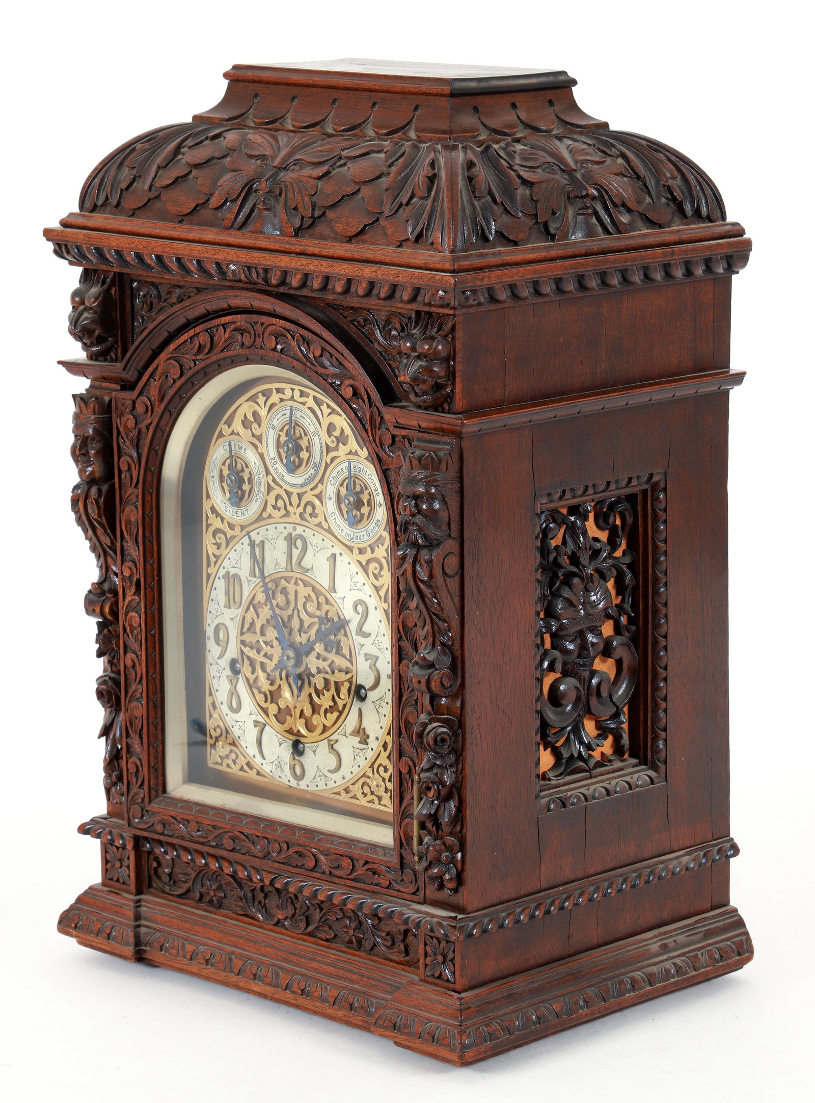 Highly Carved German Victorian Bracket Clock - 2