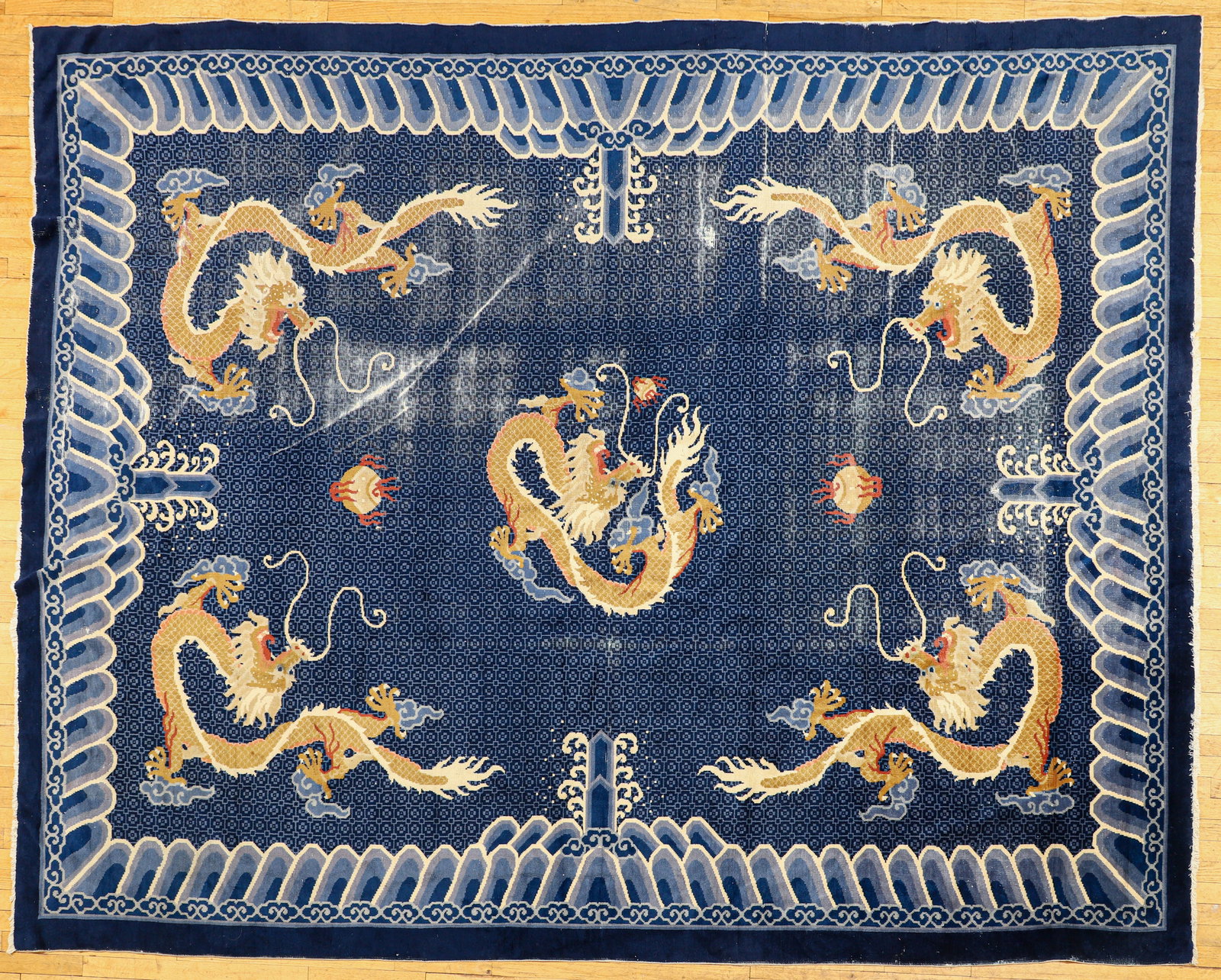Antique Chinese Peking Rug with Dragon Motif (1 of 5)