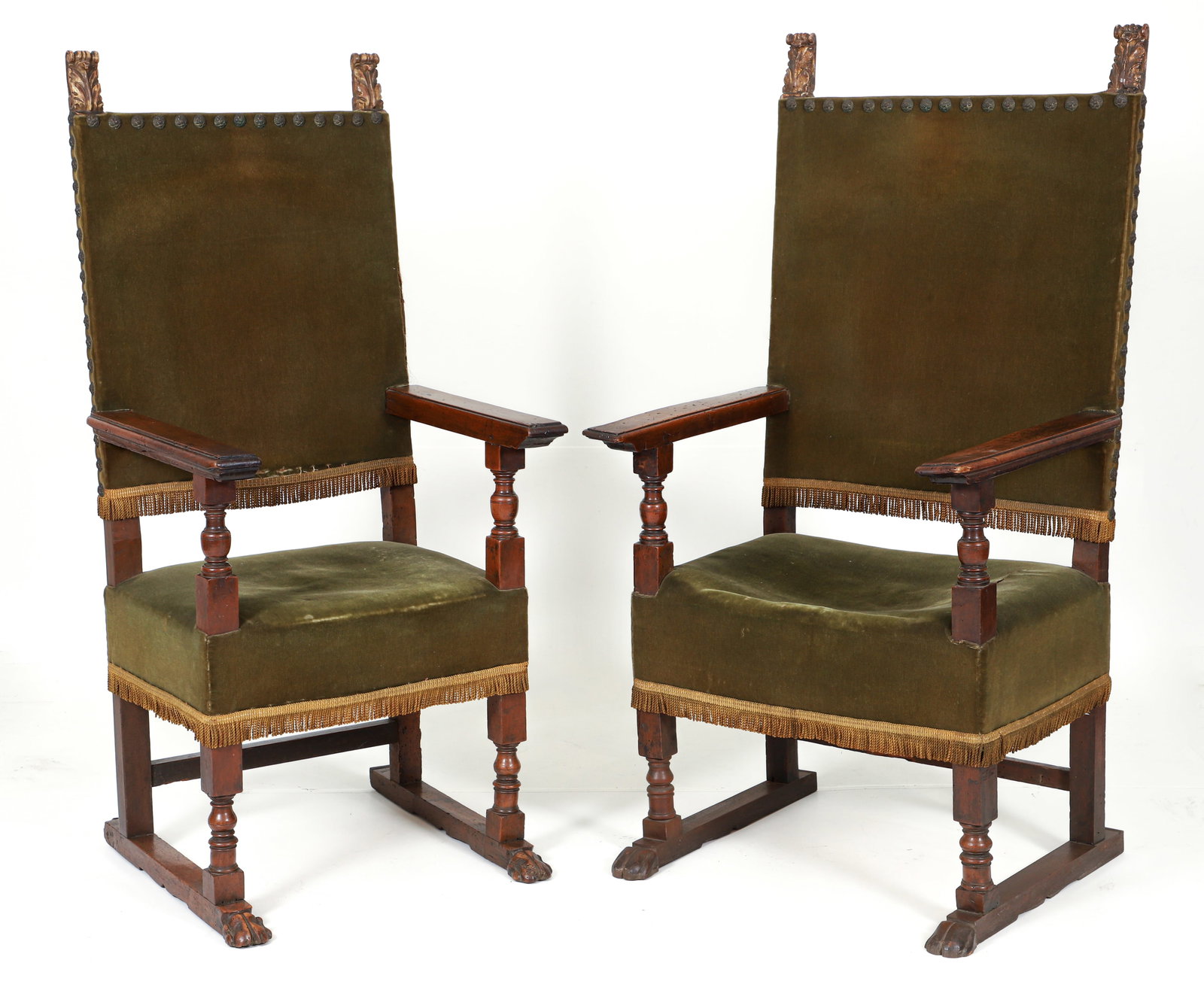 Pair of Early 20th century Walnut Fauteuil Armchairs (1 of 5)