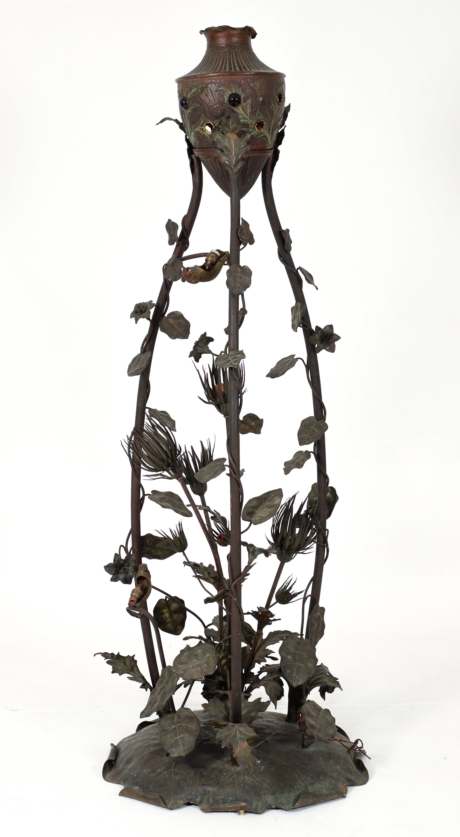 Monumental Arts and Crafts Style Worked Metal Floor Lamp (1 of 5)