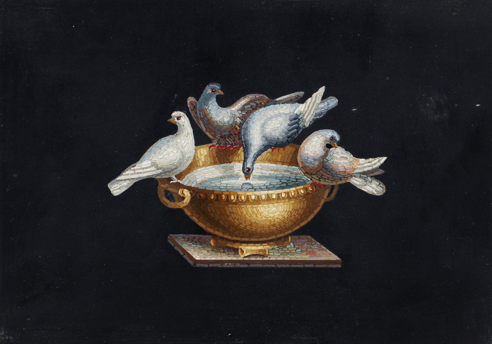 Fine 19th Century Micromosaic Birds of Pliny (1 of 3)