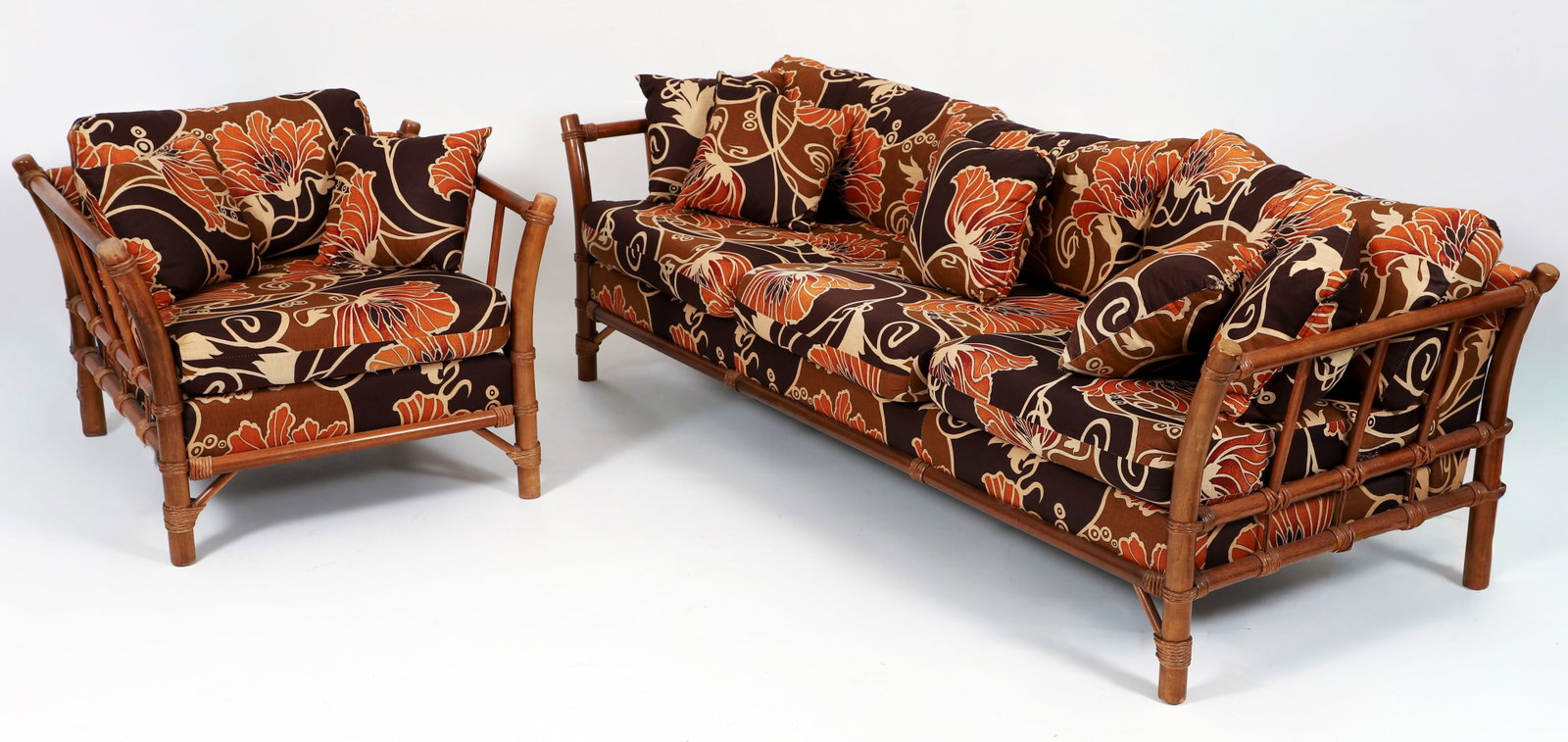 Lane Venture Rattan Sofa and Armchair 1970s (1 of 8)