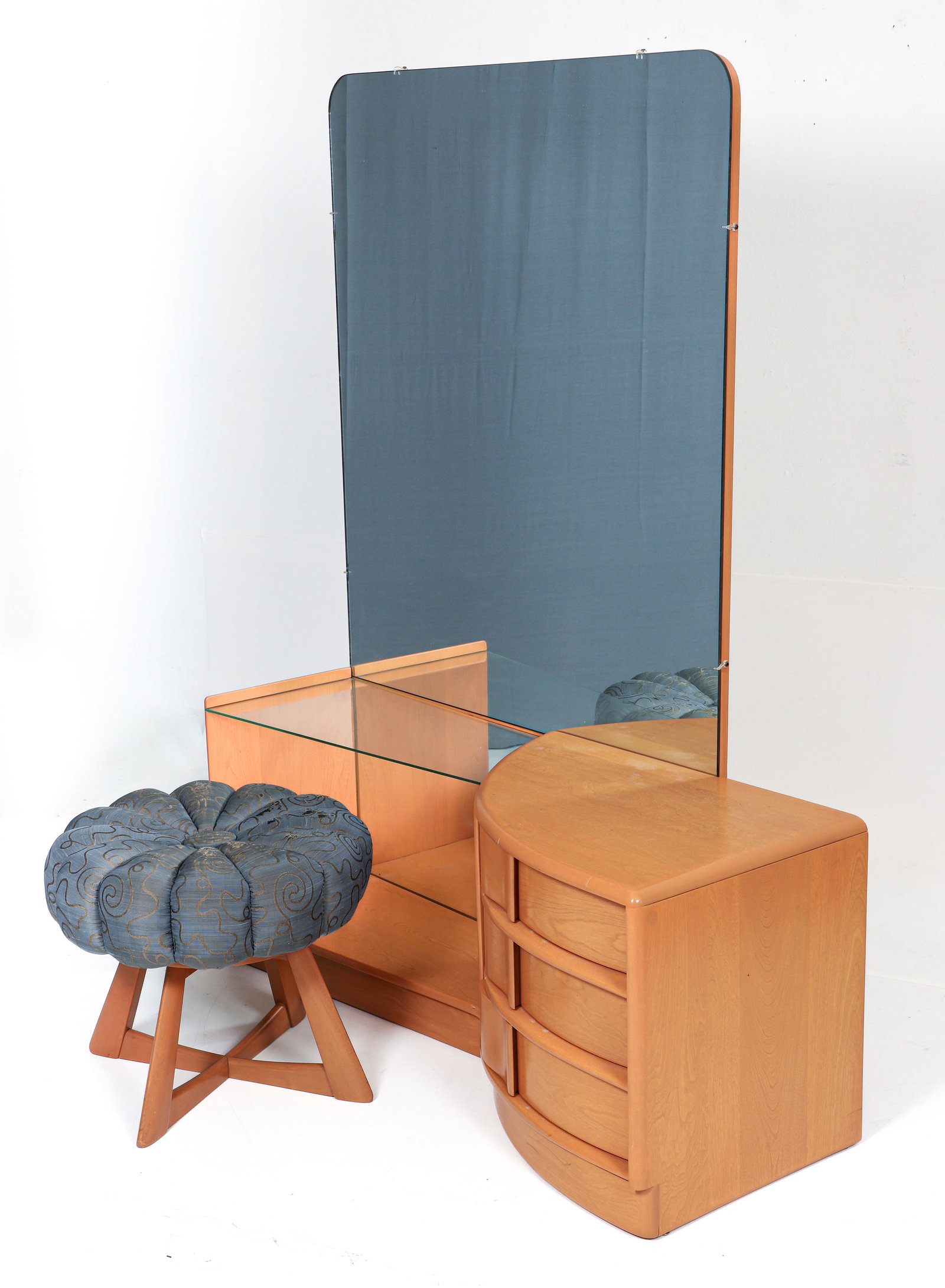 Heywood-Wakefield M-776 Vanity, Mirror, and Stool (1 of 8)