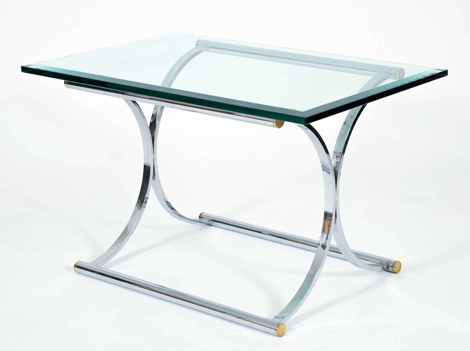 Modernist Chrome Base Glass Top Side Table (1 of 4)