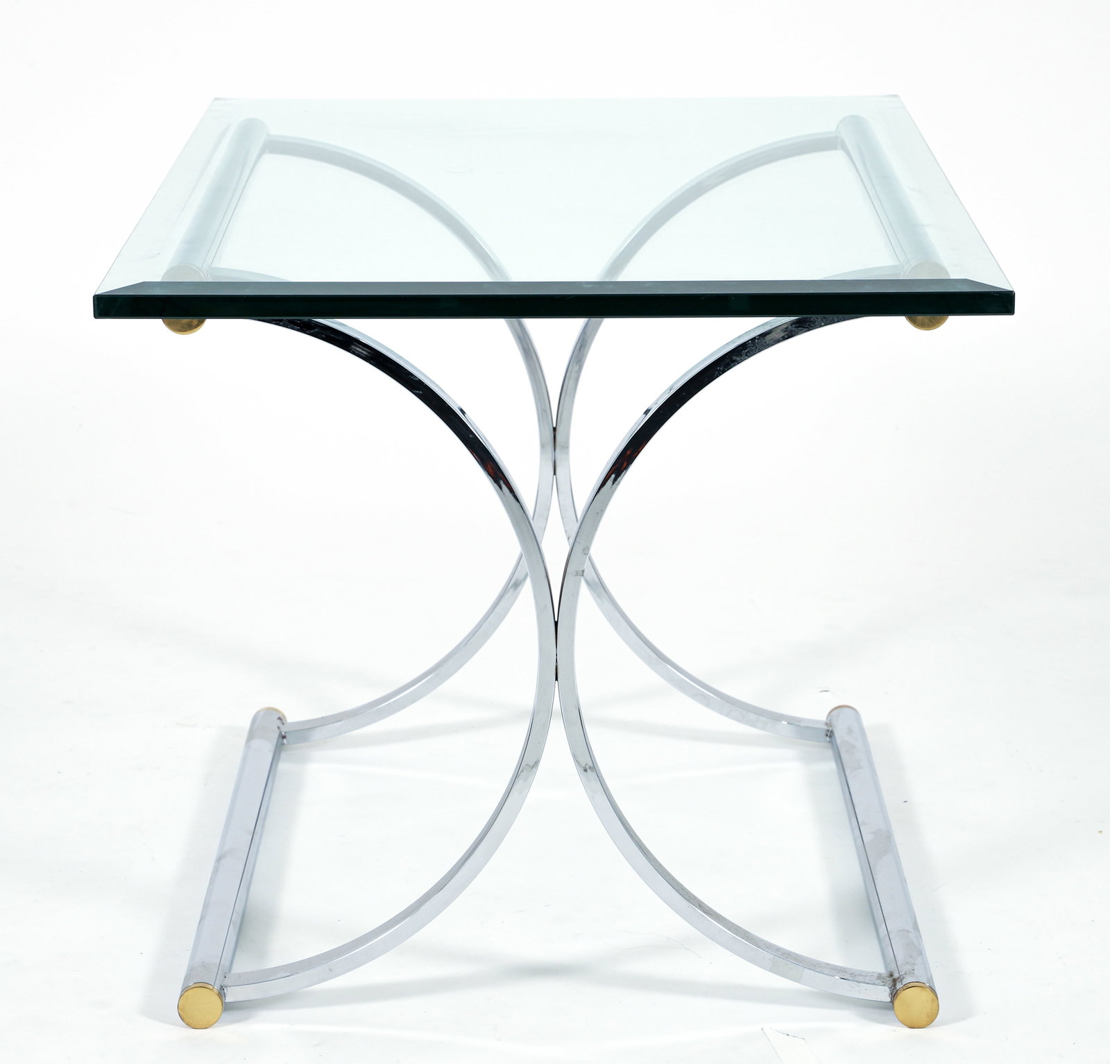 Modernist Chrome Base Glass Top Side Table - 3