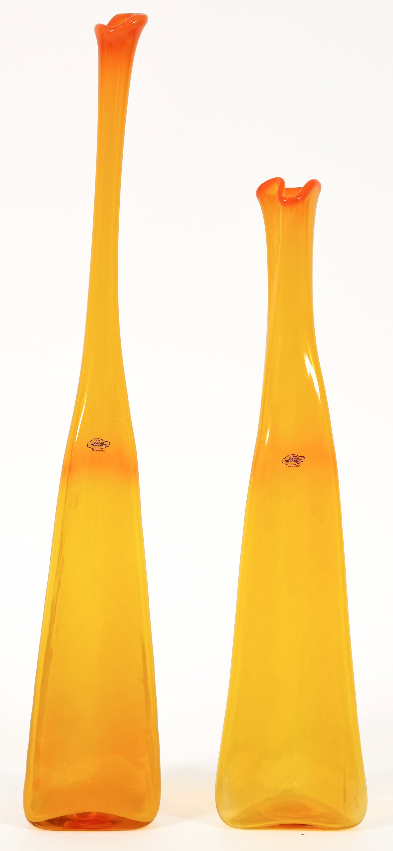 2 Handblown Blenko Glass Spire Vases - 2