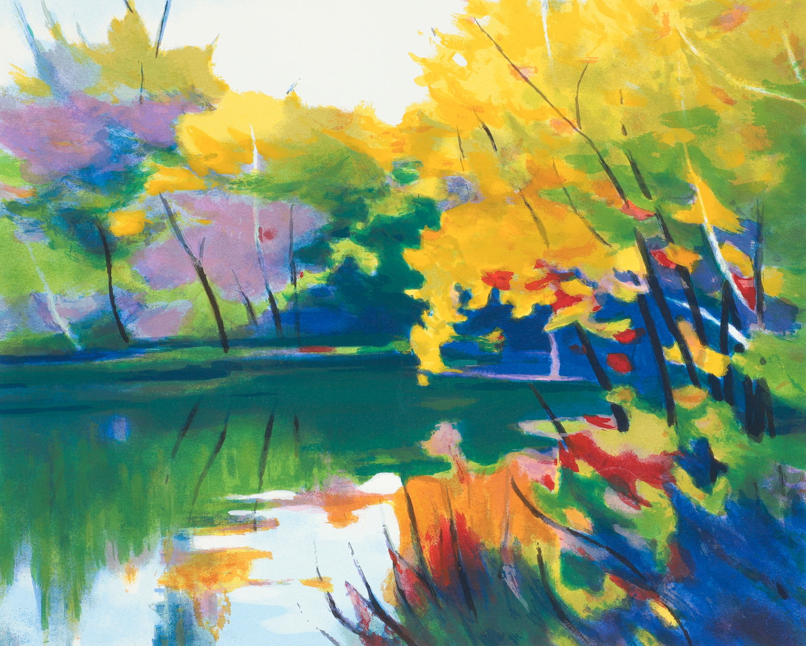 Tadashi Asoma orig Lithographs Lake Scene Cloistered Inlet (1 of 4)