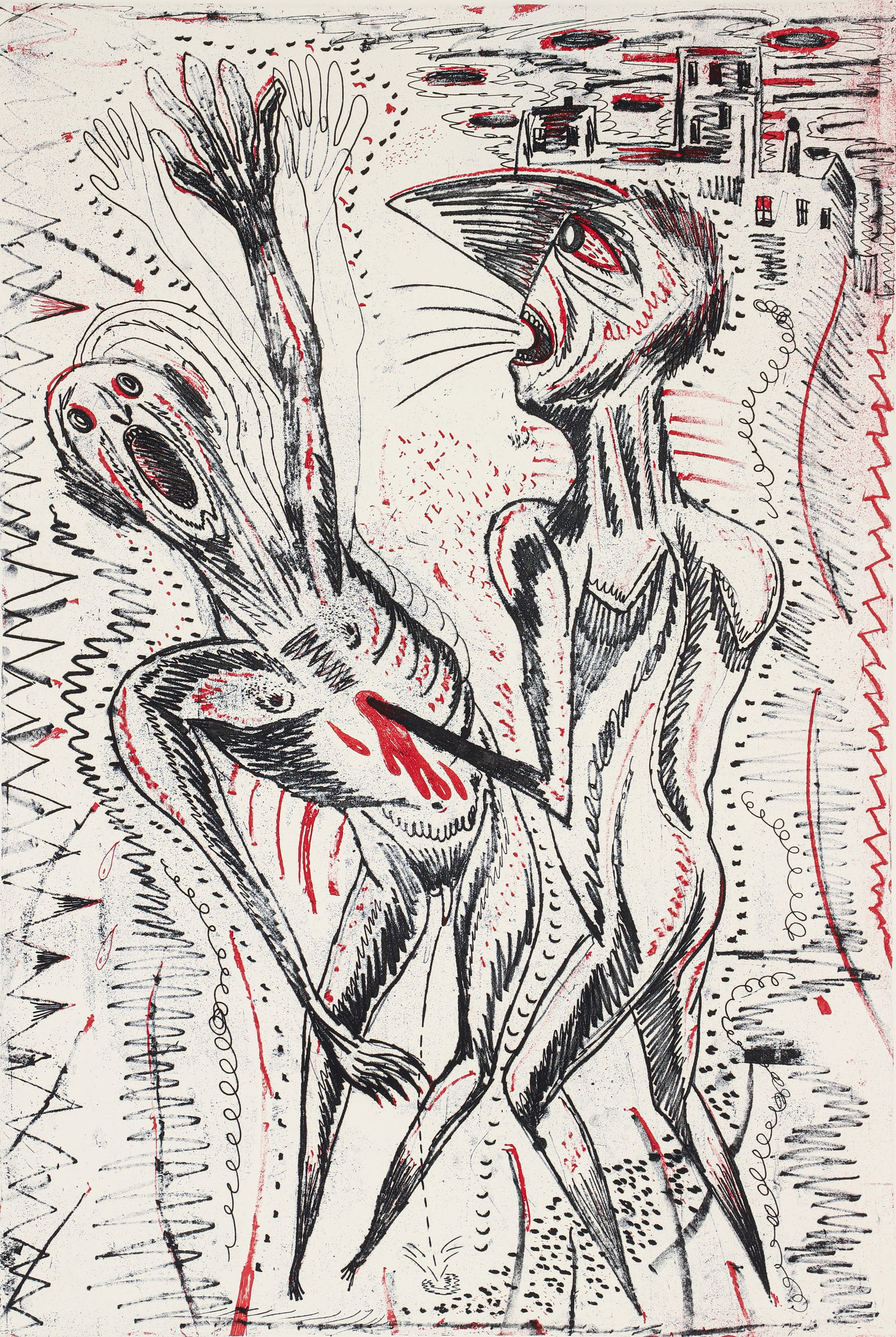 Luis Cruz Azaceta 1987 orig etching The Killing (1 of 4)