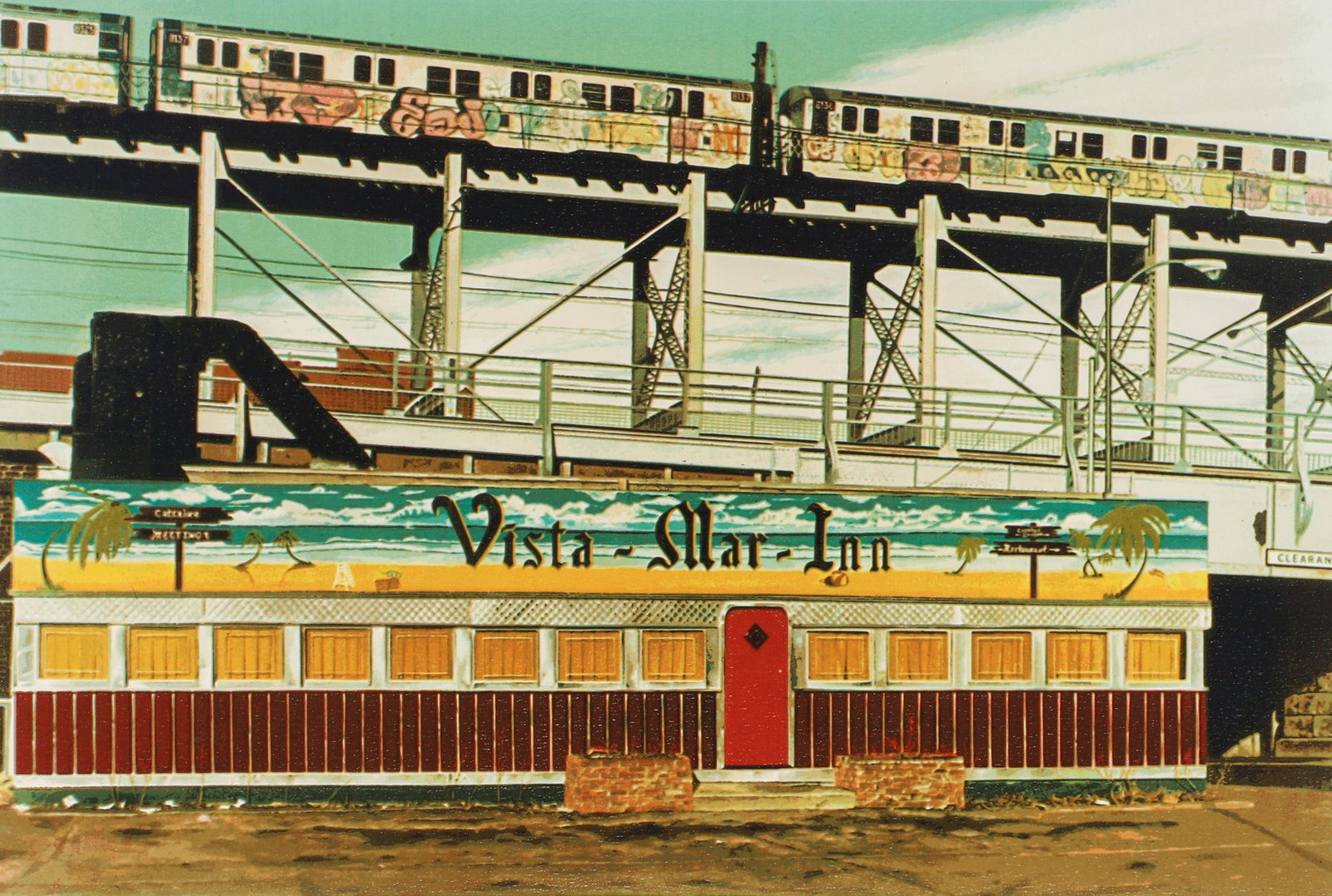 John Baeder signed orig screenprint Vista Mar Inn: Baeder, John (American, born 1938 ), Vista Mar Inn, 1980, screenprint on Somerset Paper, pencil signed, numbered 116/250, from an edition of 250, Image Size: 16.5 x 24.5 inches, Sheet Size: 22 in. x 3