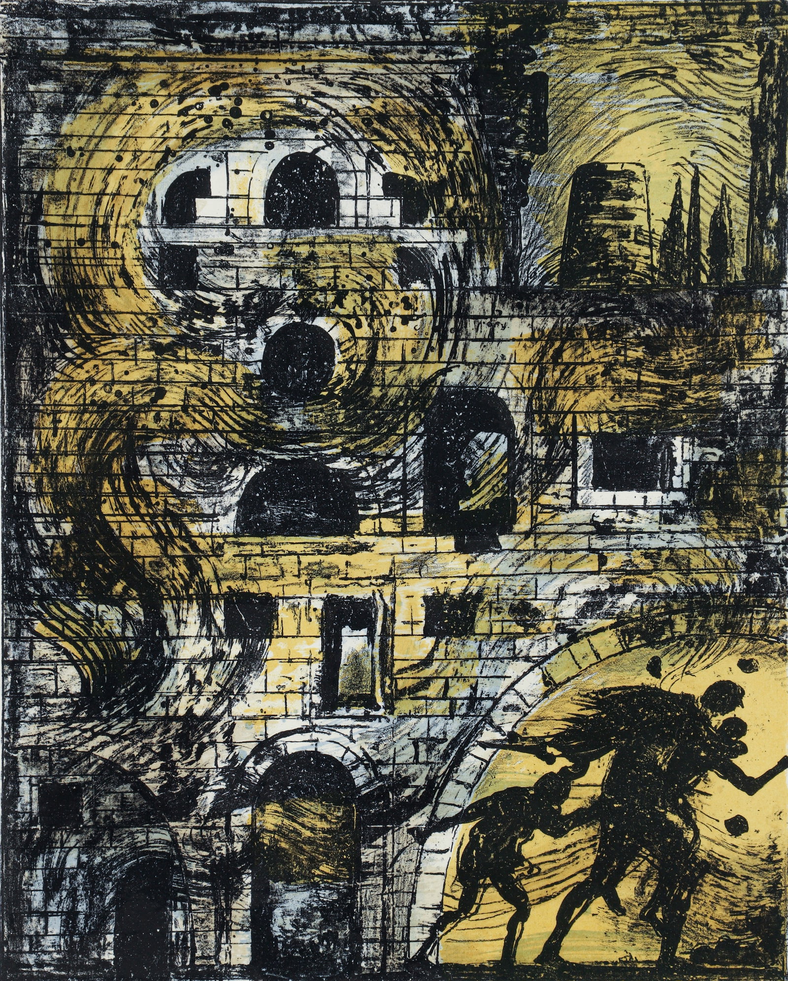 Eugene Berman Signed Lithograph from the Flight Portfolio: Berman, Eugene (Russian, 1899-1972), Untitled, from The Flight Portfolio, printed in 1967, published in 1971, color lithograph on Fabriano paper, signed and numbered 201/250 in pencil to the bottom ed