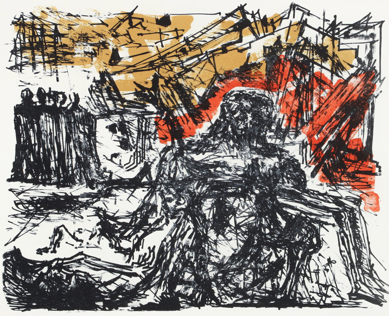 Fritz Wotruba Signed Lithograph from the Flight Portfolio: Wotruba, Fritz (Austrian, 1907-1975), Untitled, from The Flight Portfolio, printed in 1969, published in 1971, color lithograph on Rives paper, signed and numbered 201/250 in pencil to the bottom edge