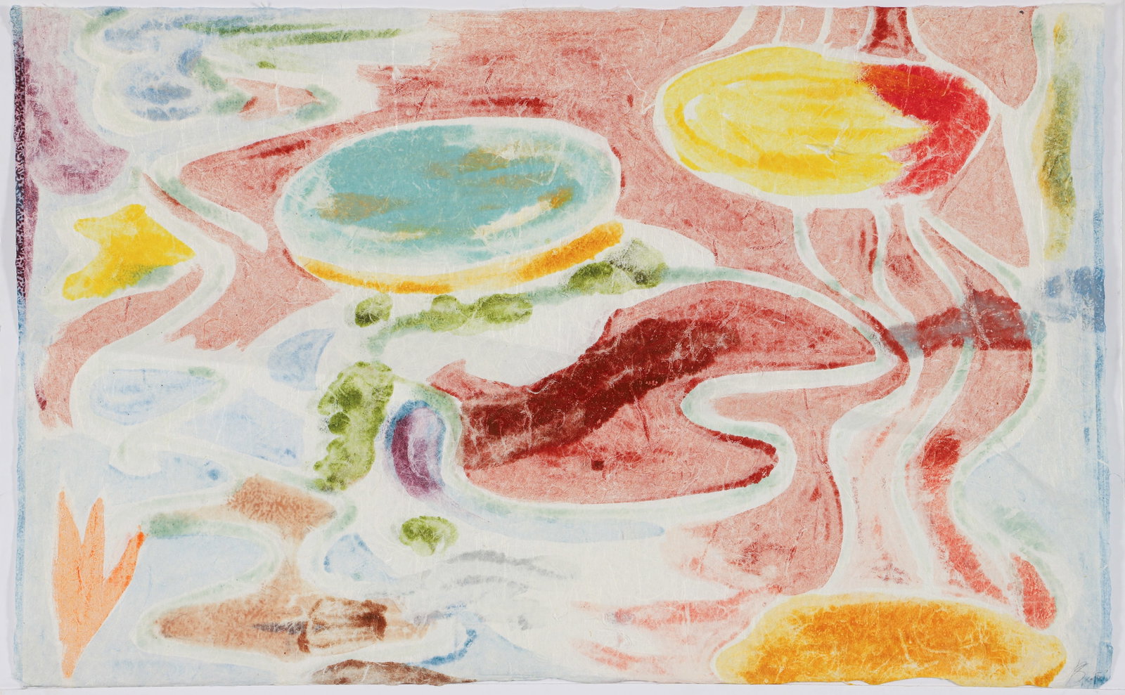 Stanley Boxer Untitled painting on hand made paper (1 of 2)