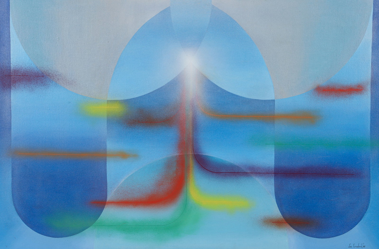 Jon C. Crawford Abstraction Acrylic on Canvas 1981 (1 of 3)