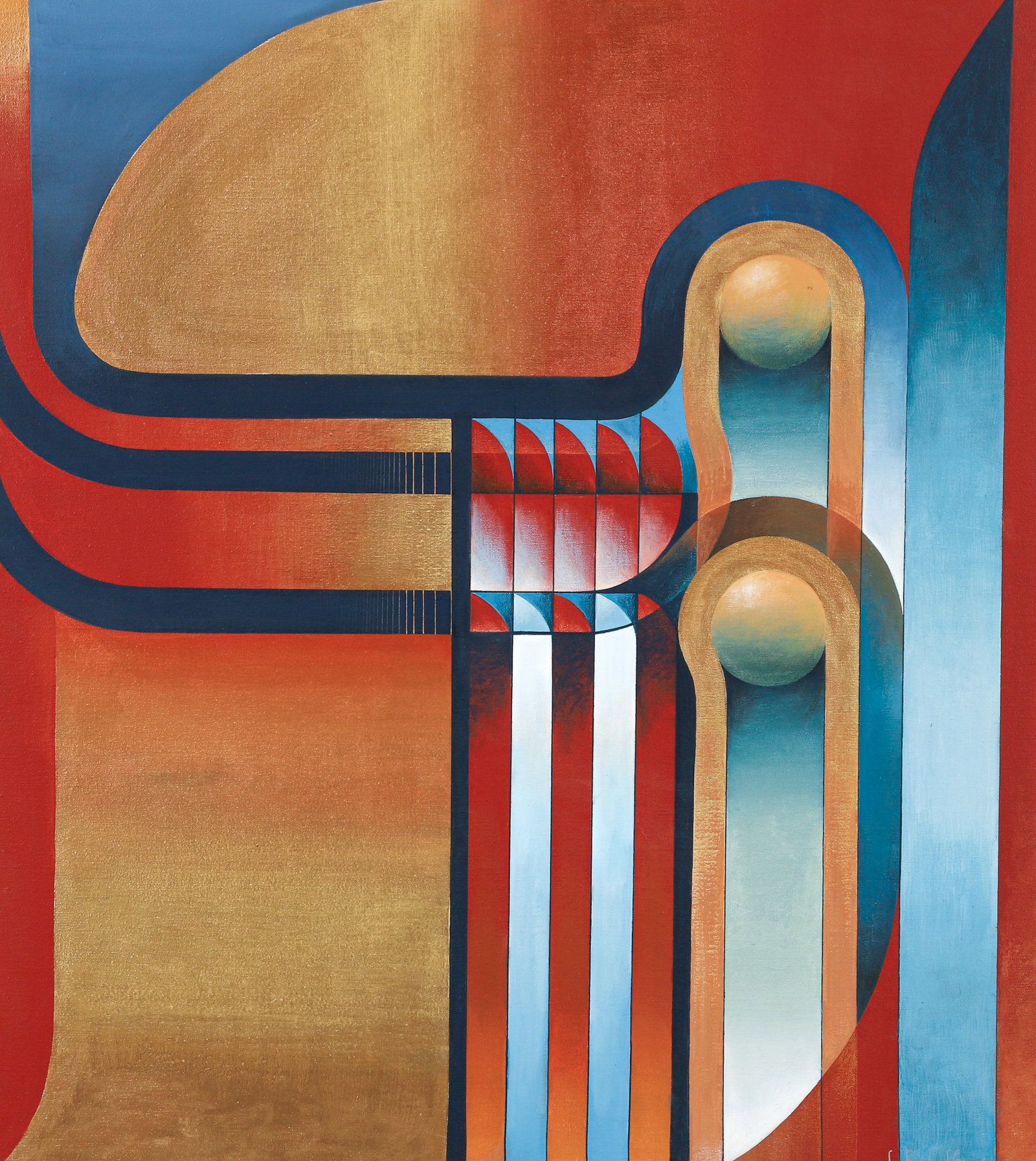 Jon C. Crawford Geometric Abstraction Acrylic on Canvas 1981 (1 of 3)